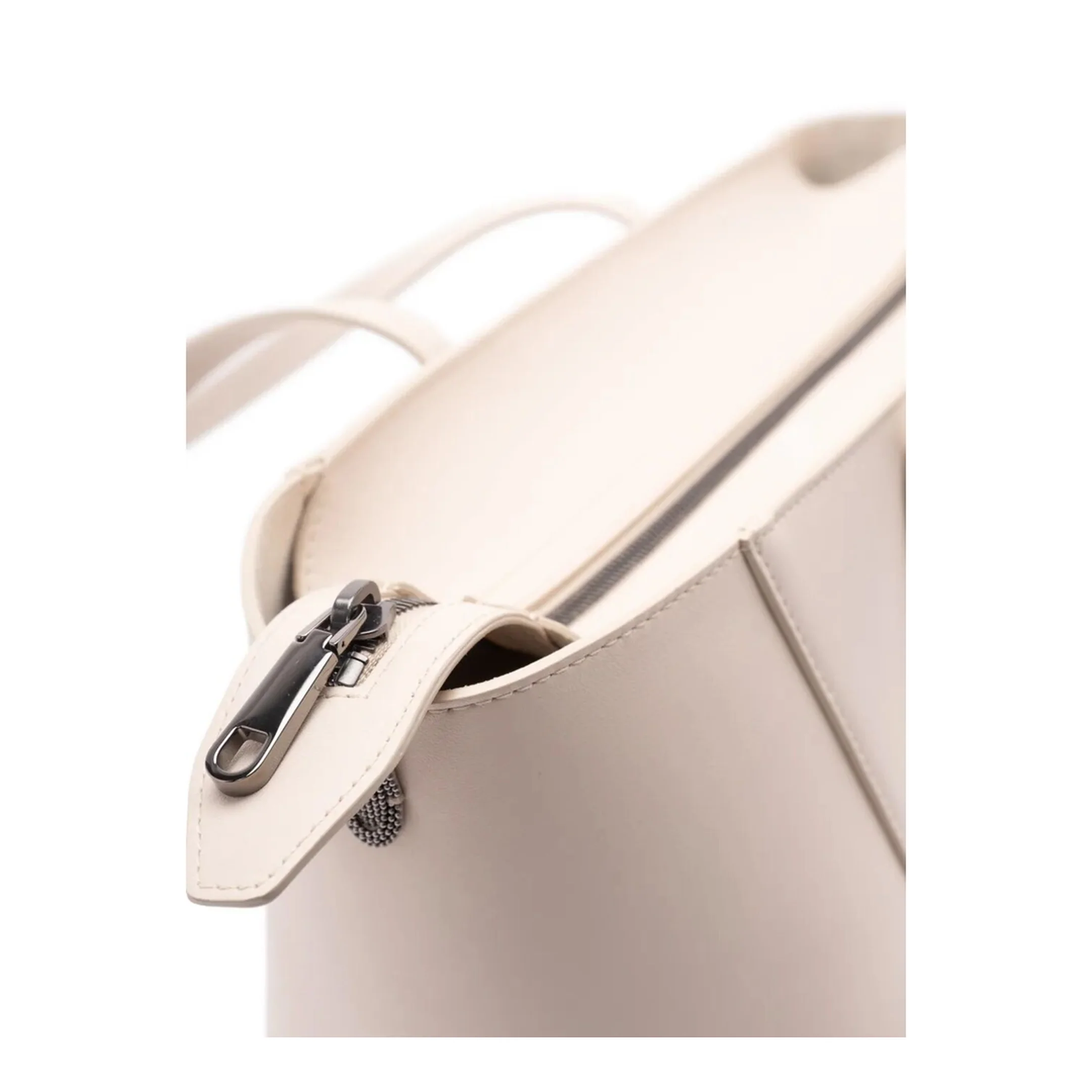 Duo Small Leather Tote Bag - Ivory - Image 4