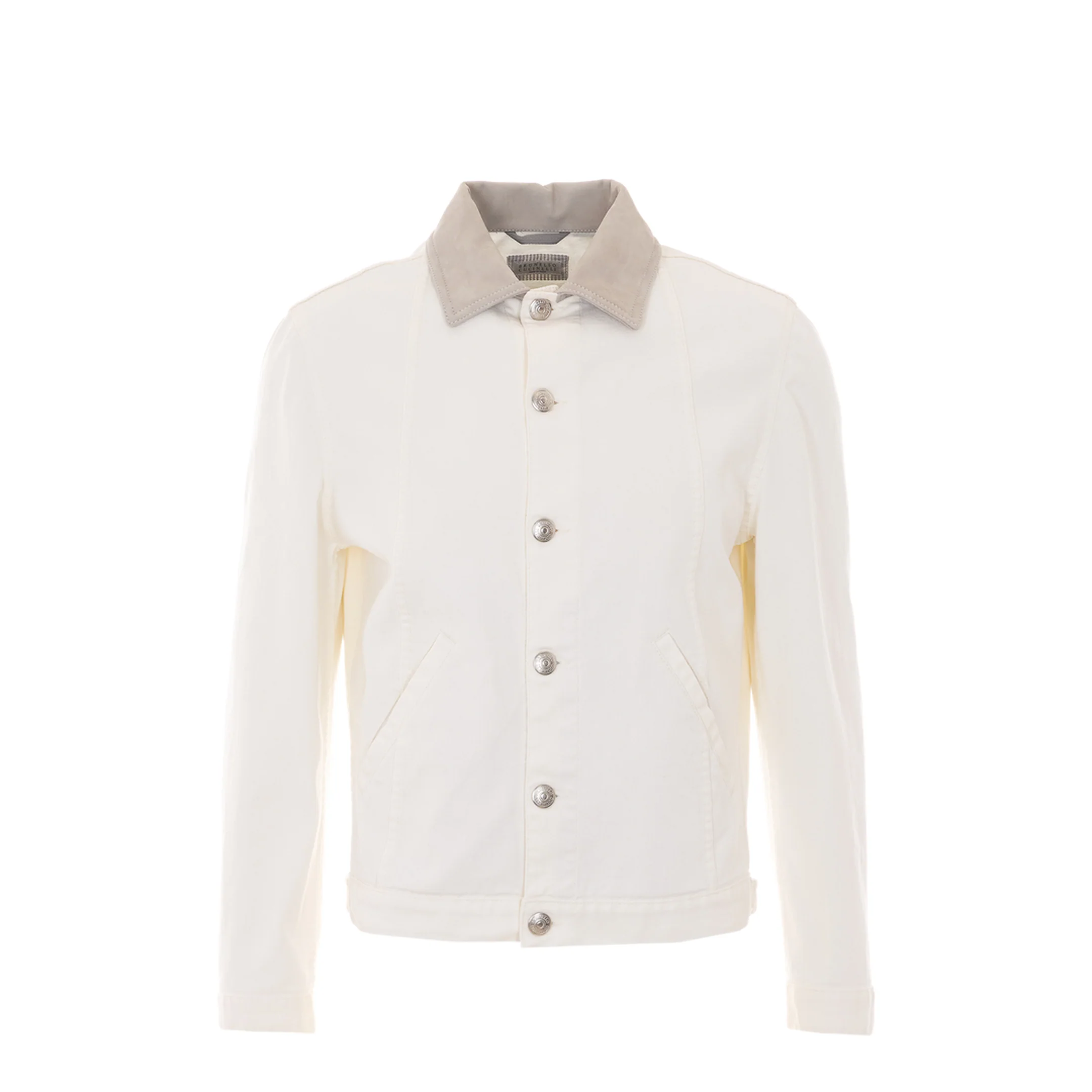 Button-Up Denim Jacket White - Image 2
