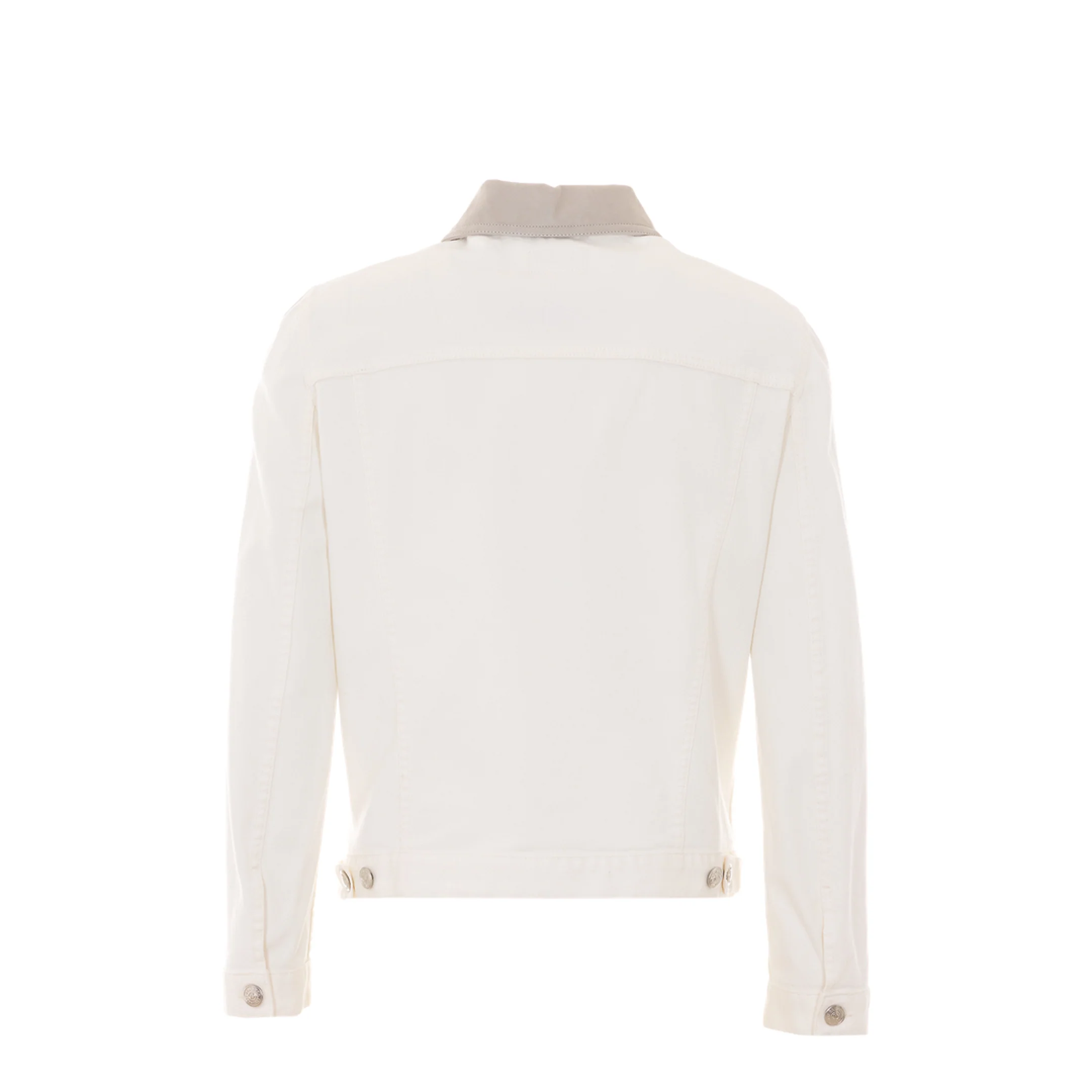 Button-Up Denim Jacket White - Image 3