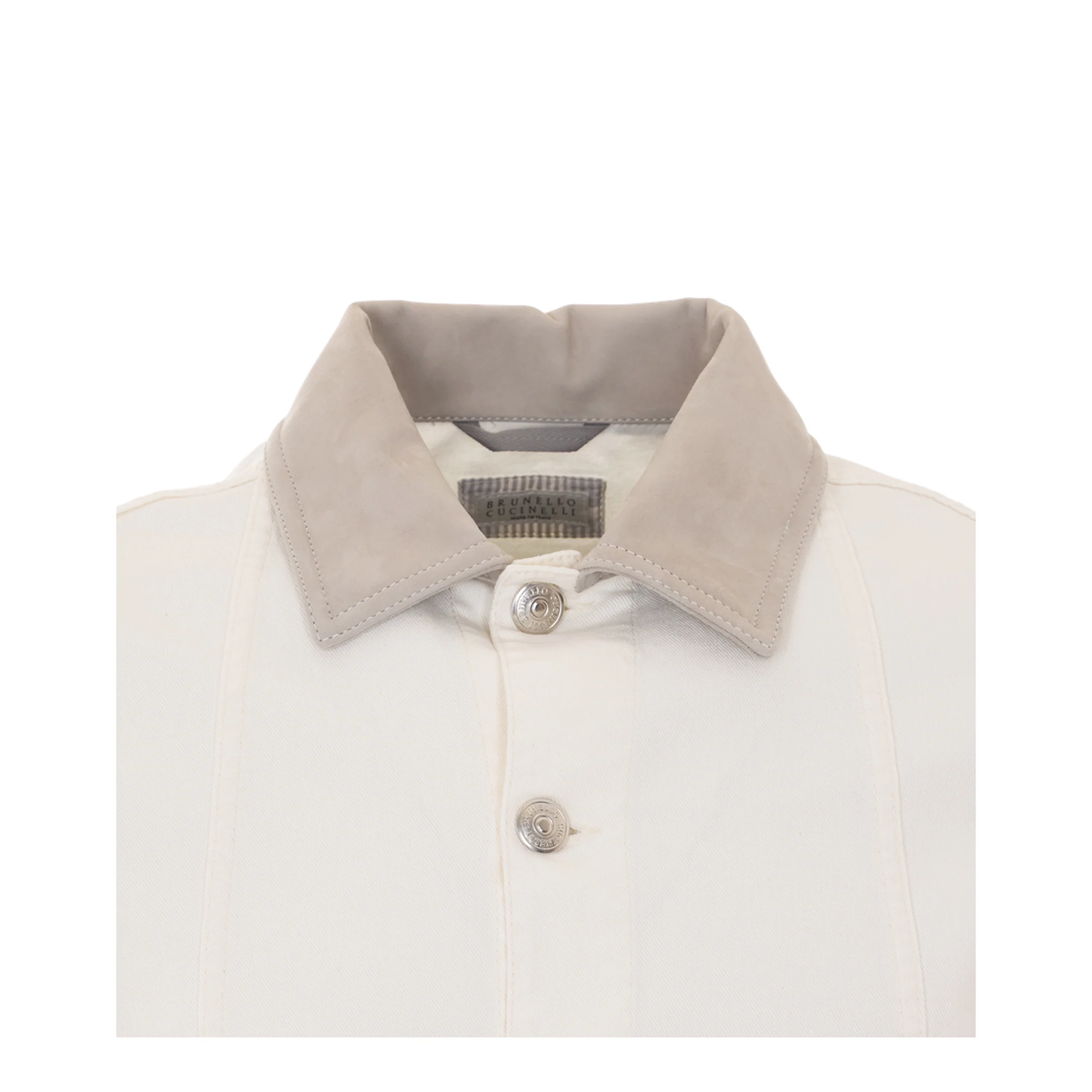 Button-Up Denim Jacket White - Image 5