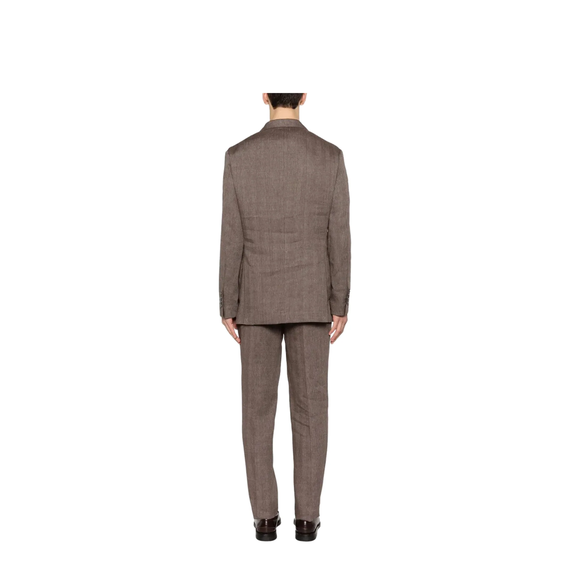 Double-Breasted Leisure Suit - Brown - Image 3