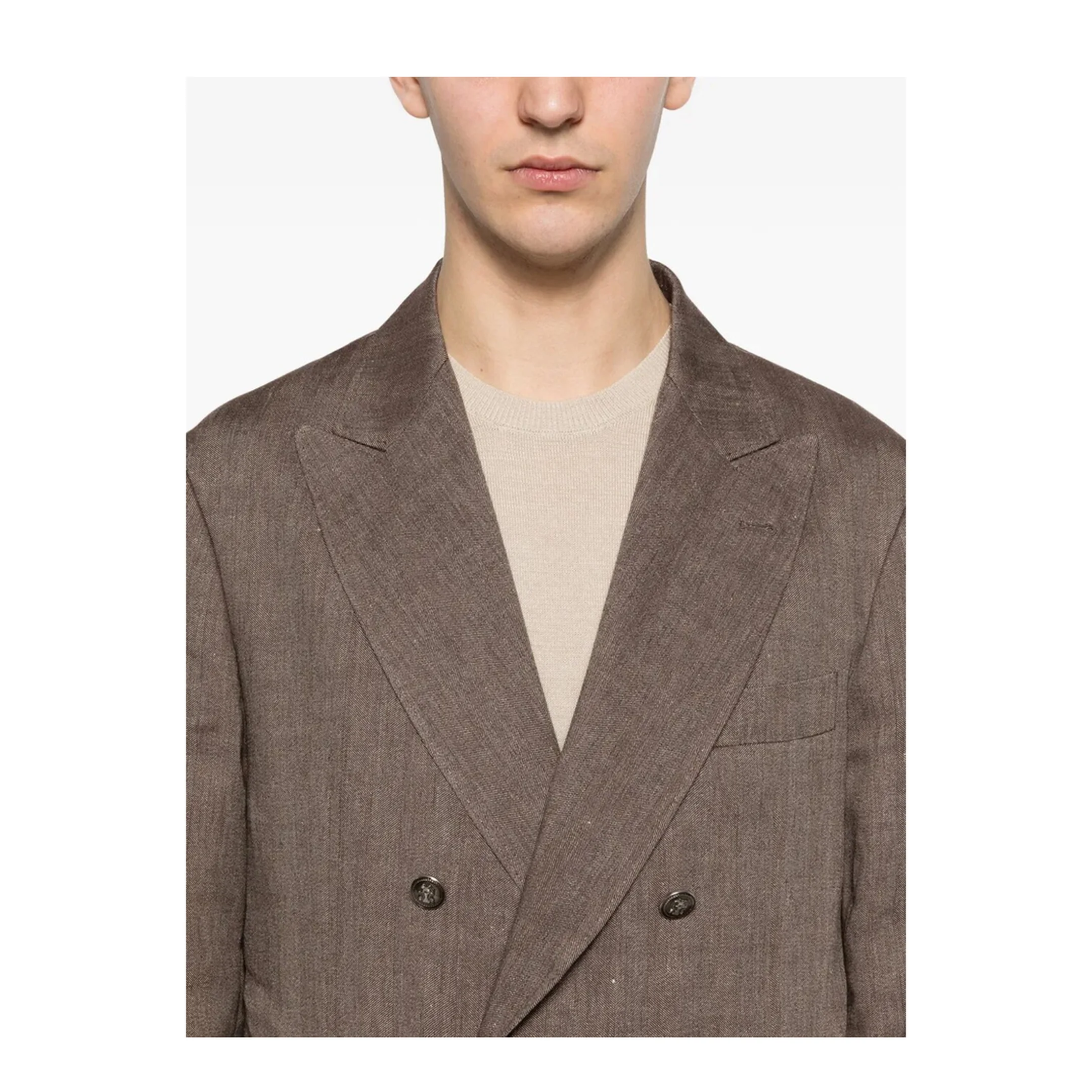 Double-Breasted Leisure Suit - Brown - Image 4