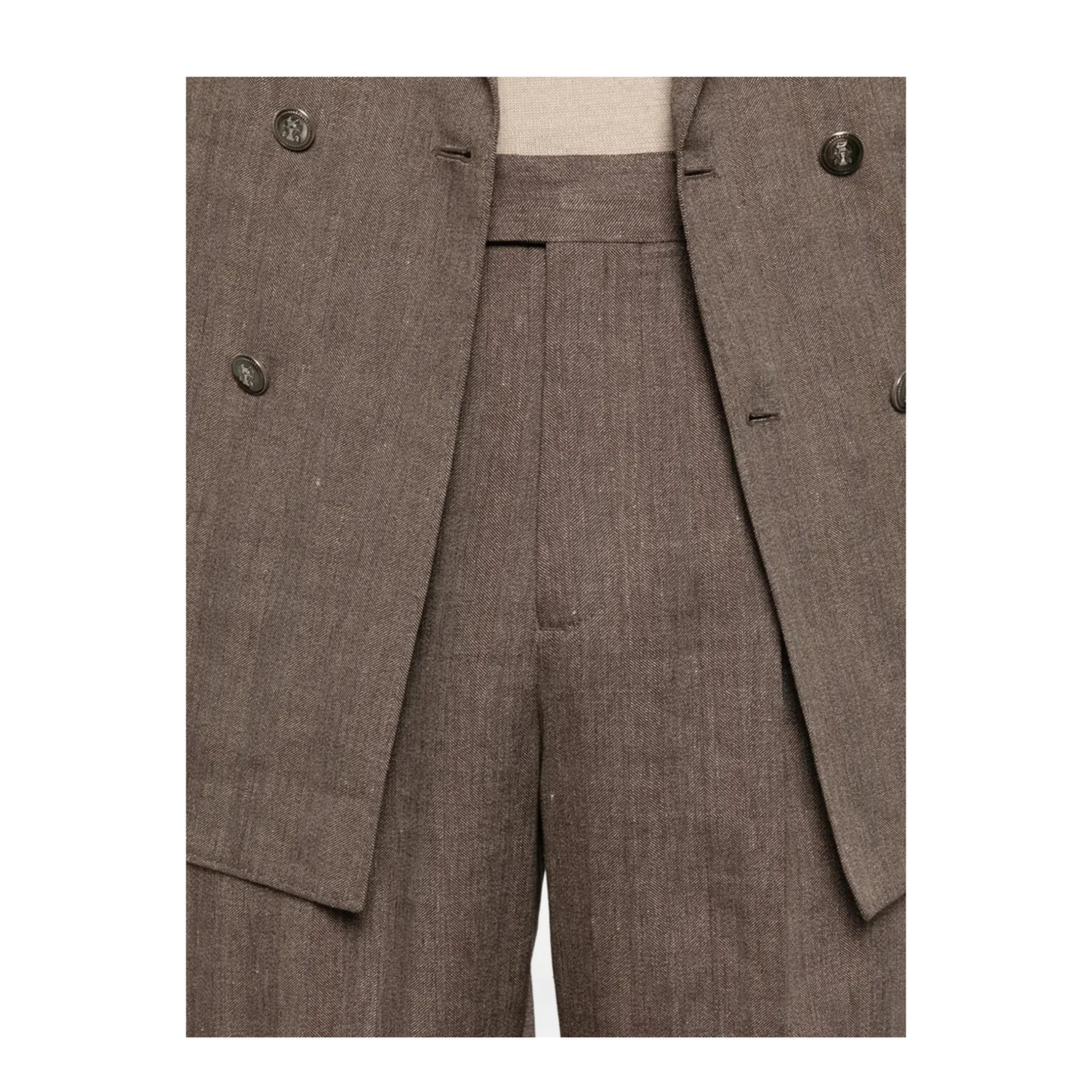 Double-Breasted Leisure Suit - Brown - Image 5