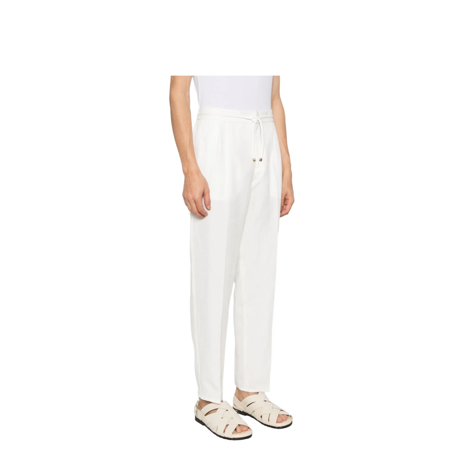 Linen Blend Drawstring Trousers - Image 2