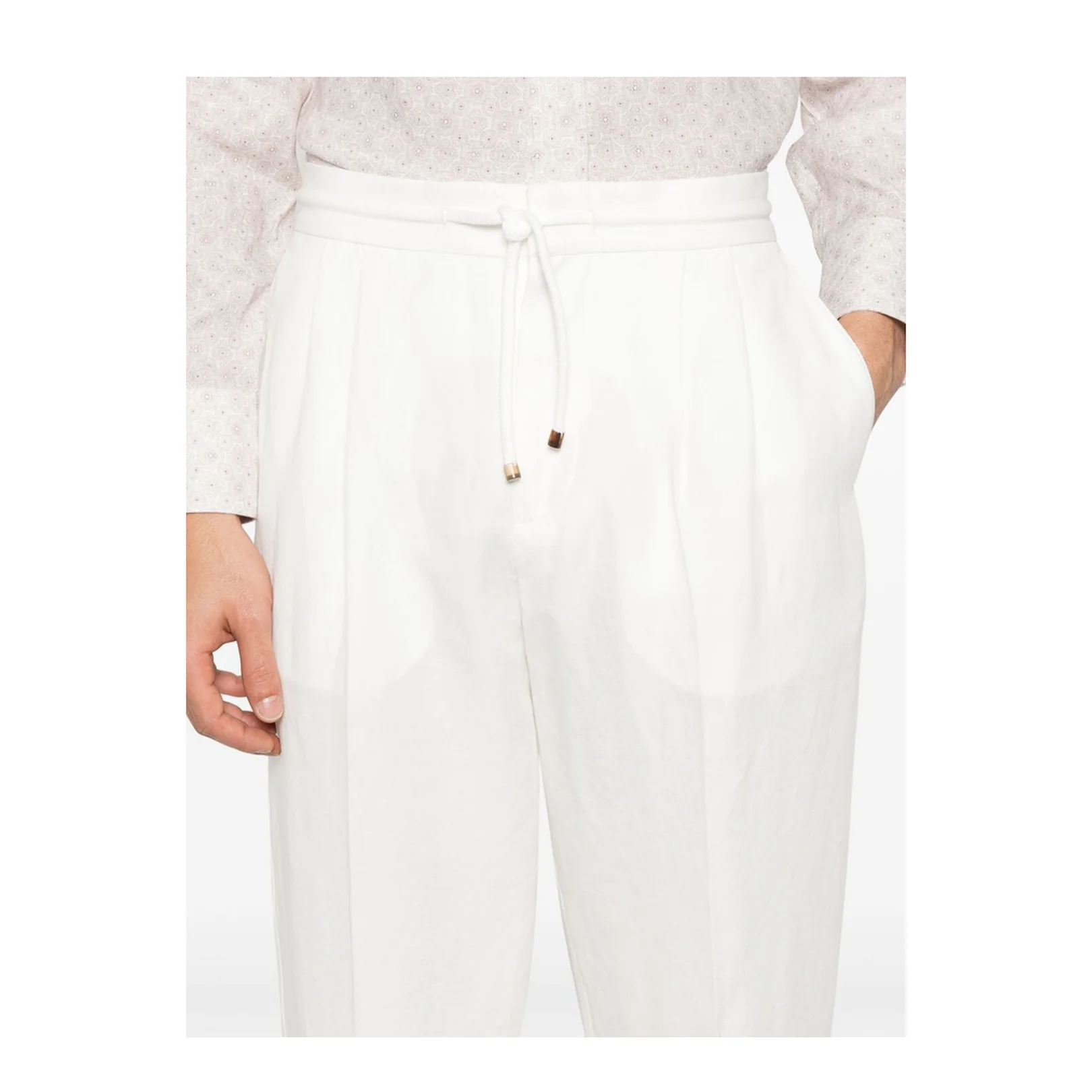 Linen Blend Drawstring Trousers - Image 4