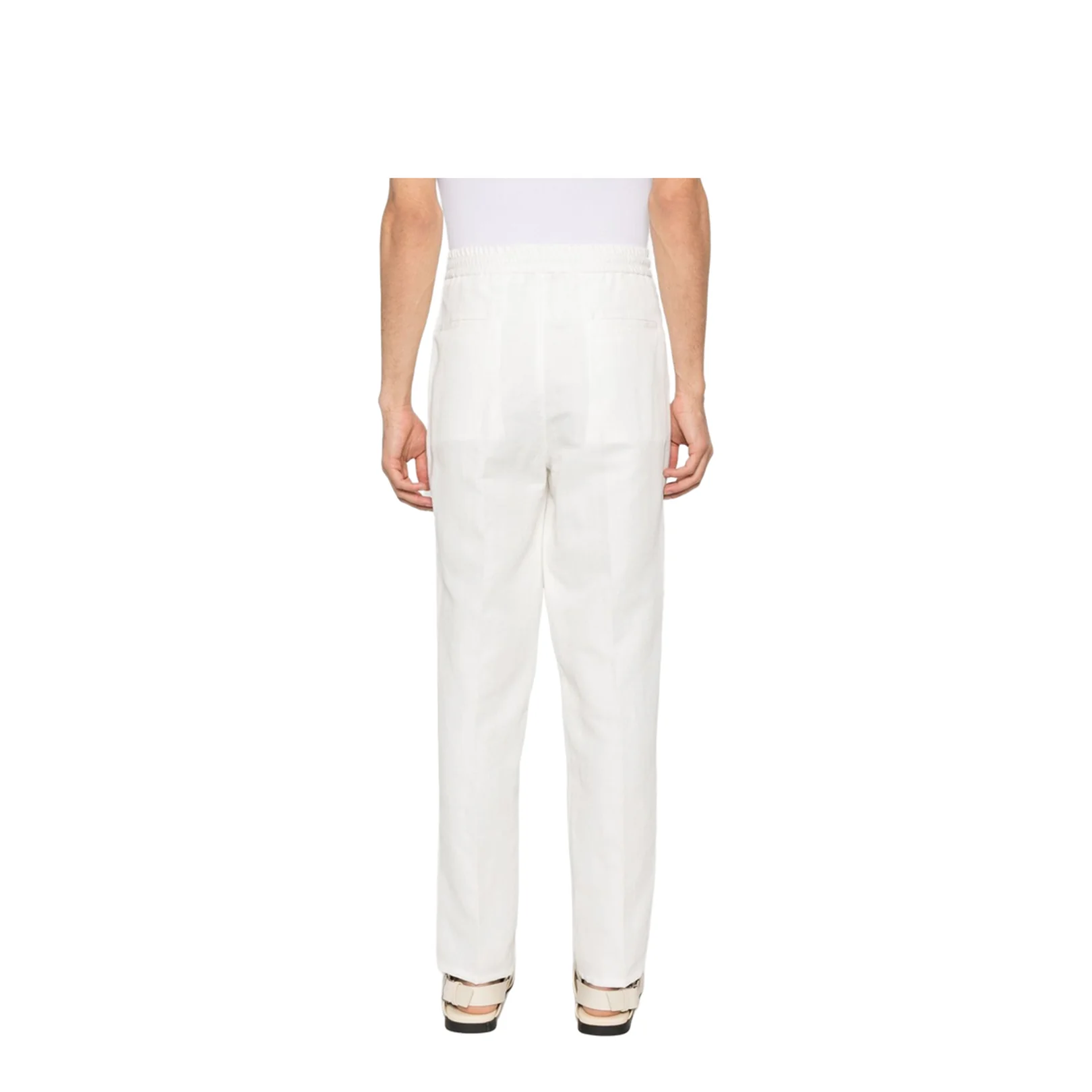 Linen Blend Drawstring Trousers - Image 5