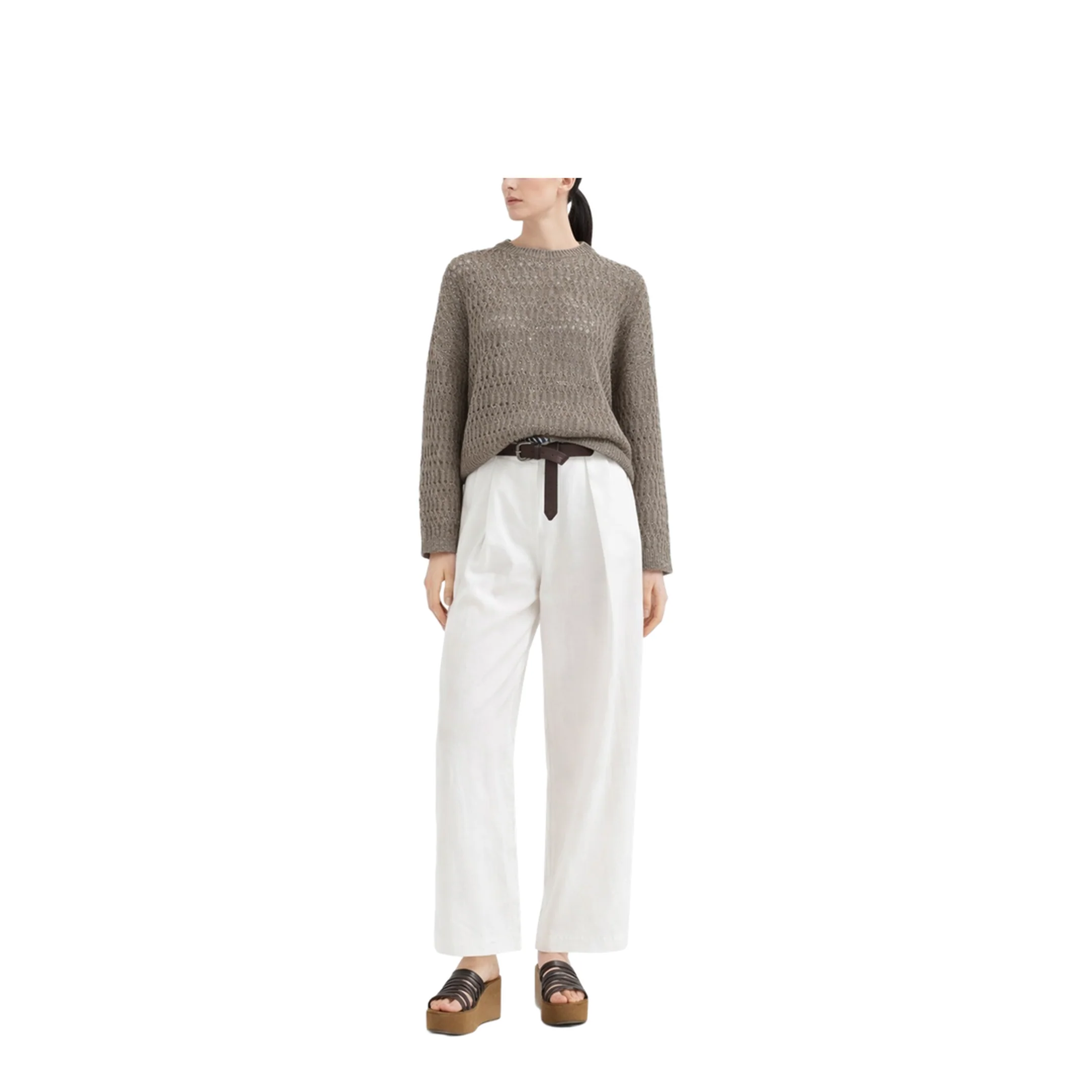 Linen Knitted Sweater Grey - Image 2