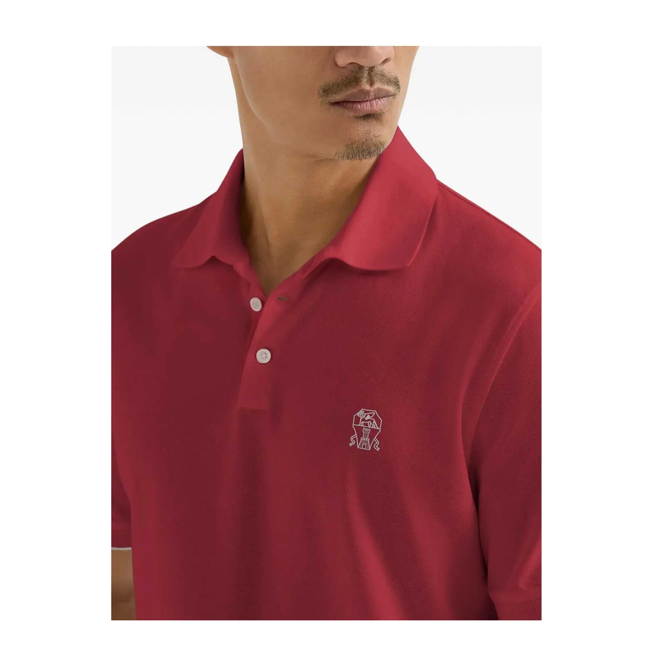 Logo Cotton Polo Shirt Burgundy - Image 5