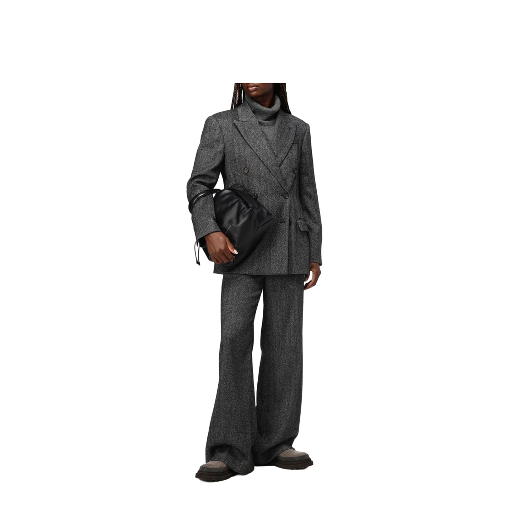 Loose Sartorial Chevron Carded Techno Wool Trousers - Image 4