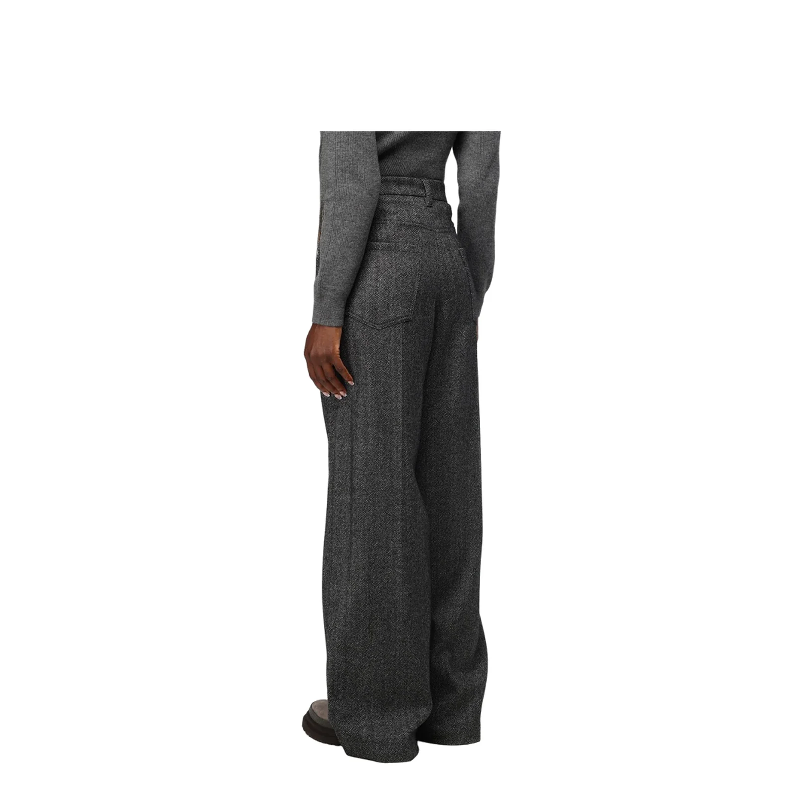 Loose Sartorial Chevron Carded Techno Wool Trousers - Image 5