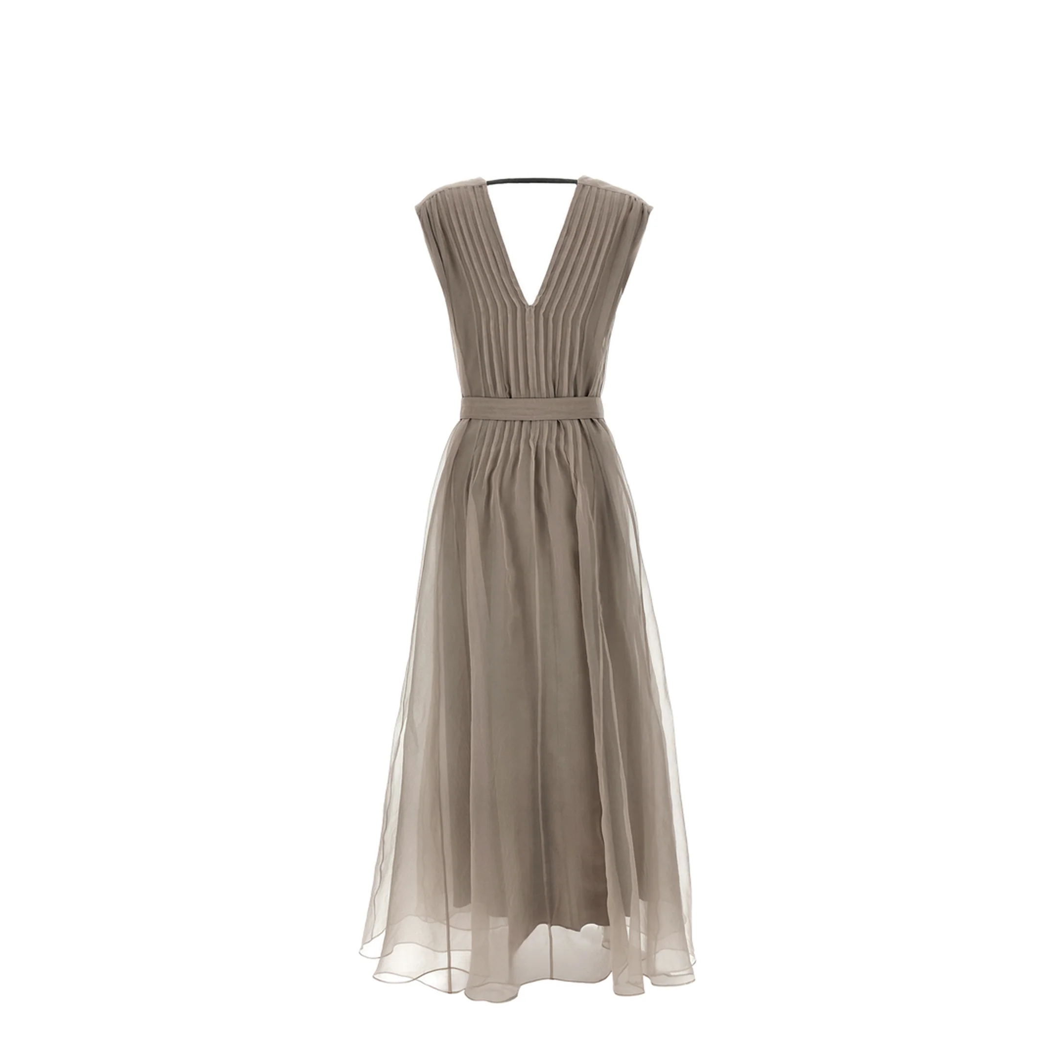 Long Silk Dress - Beige - Image 2