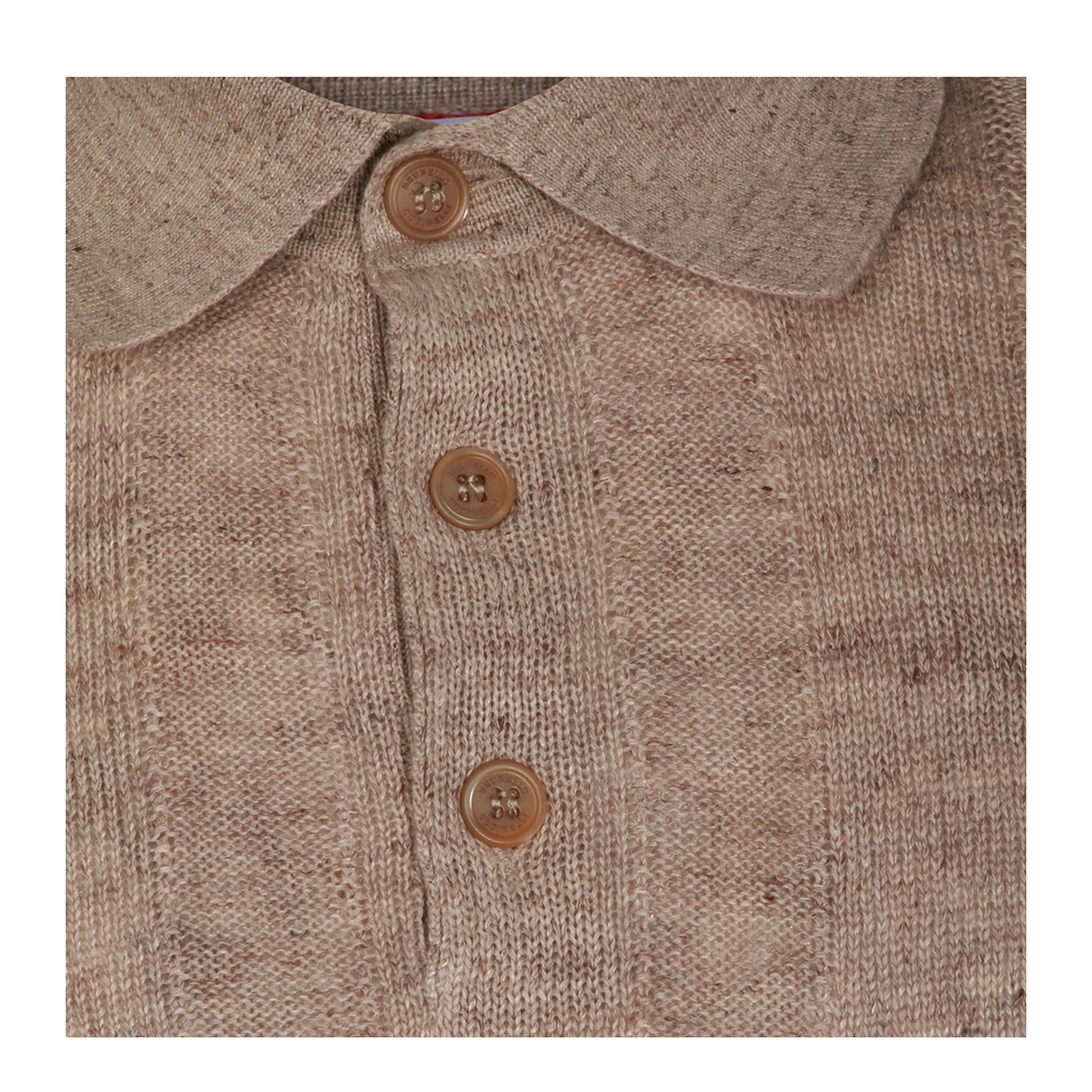 Ribbed Button Polo Shirt Brown - Image 4