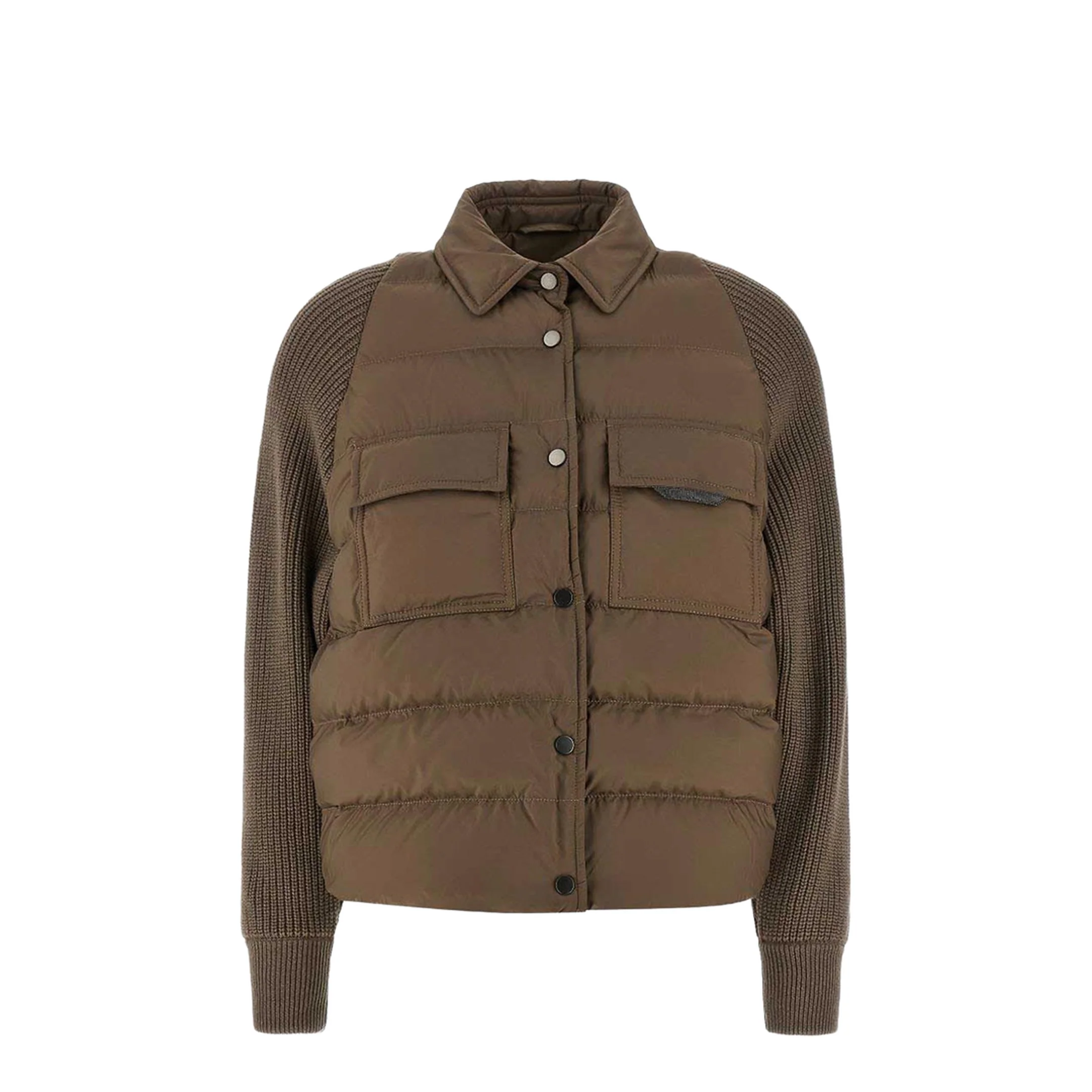 Nylon Short Down Jacket - Grey