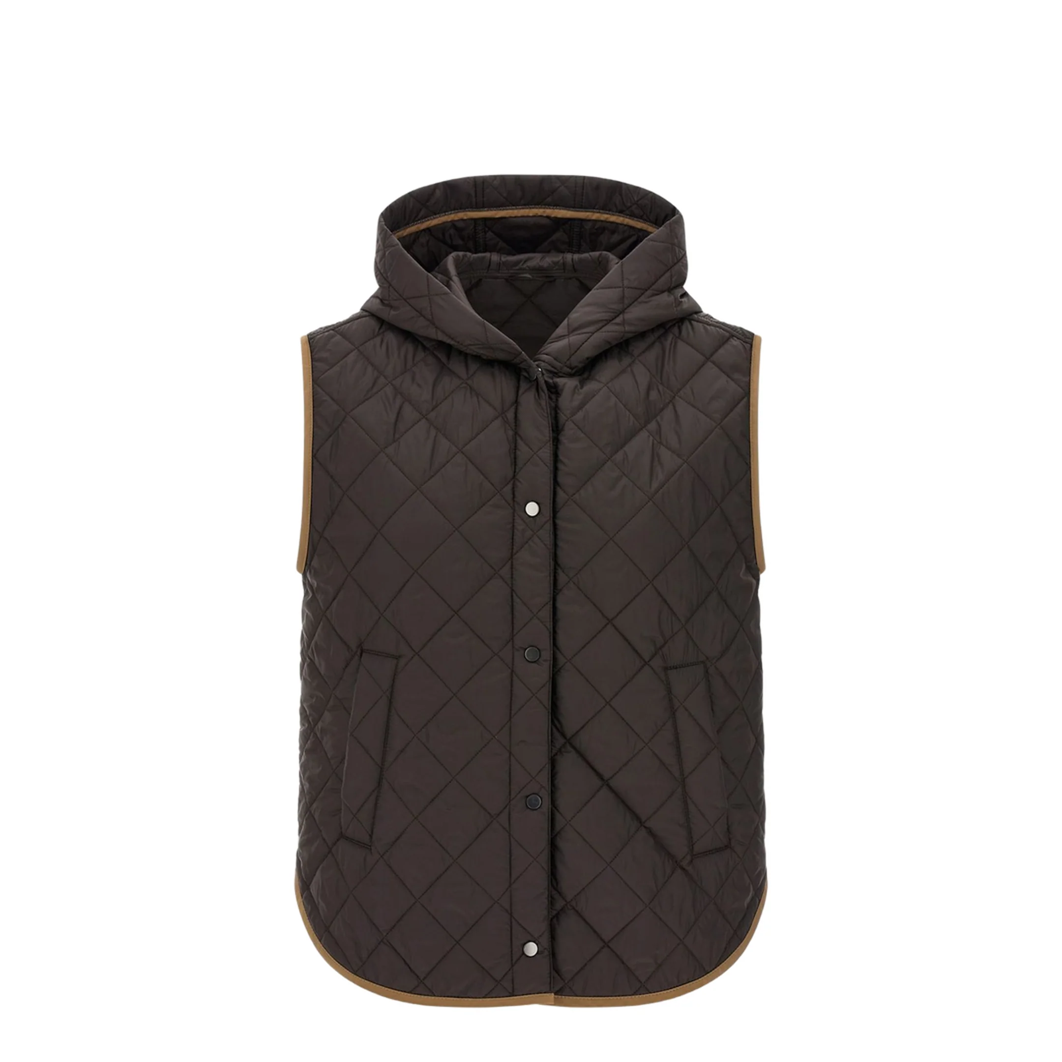 Padded Vest Nylon Brown - Image 5