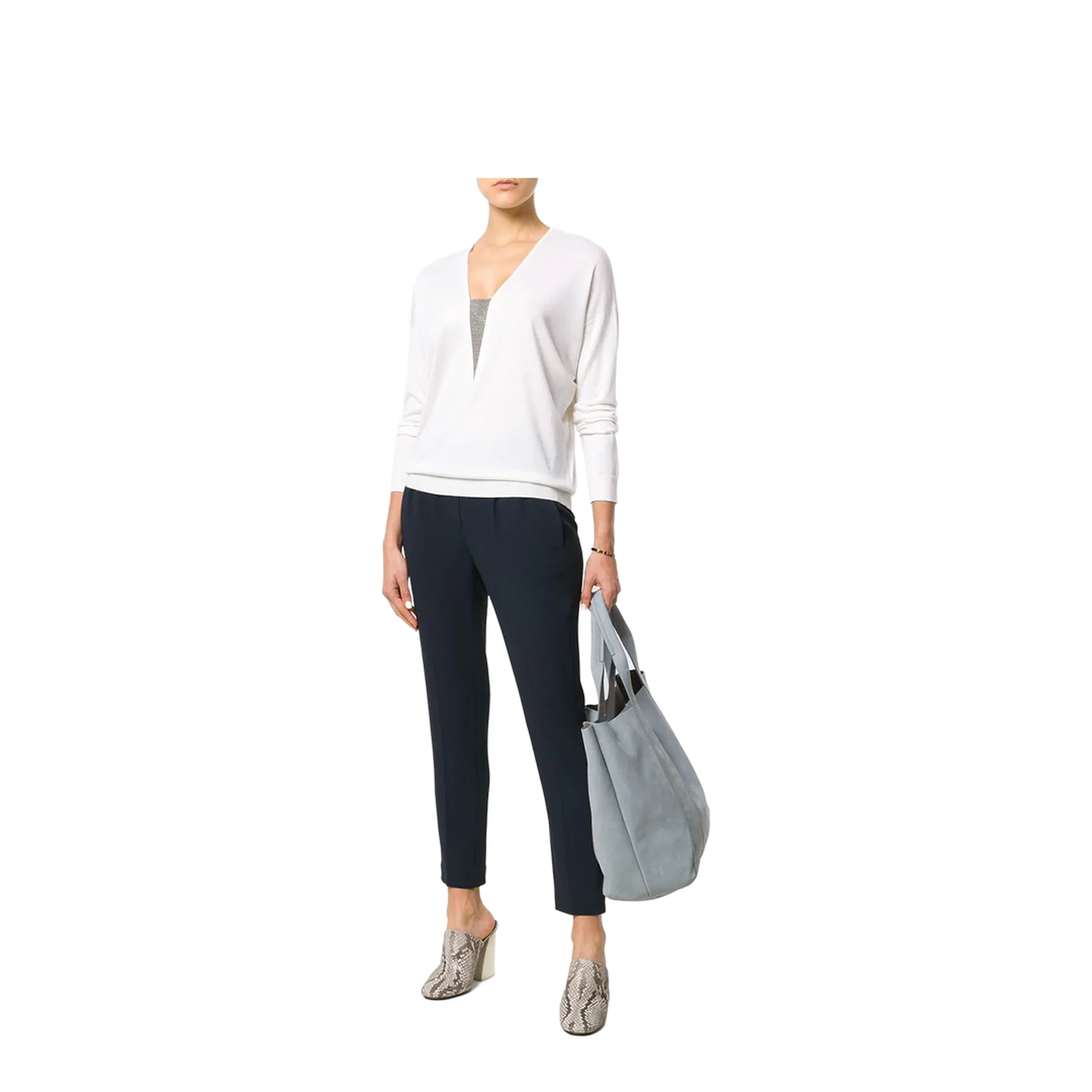 Silk Blend Trousers Dark Blue - Image 2