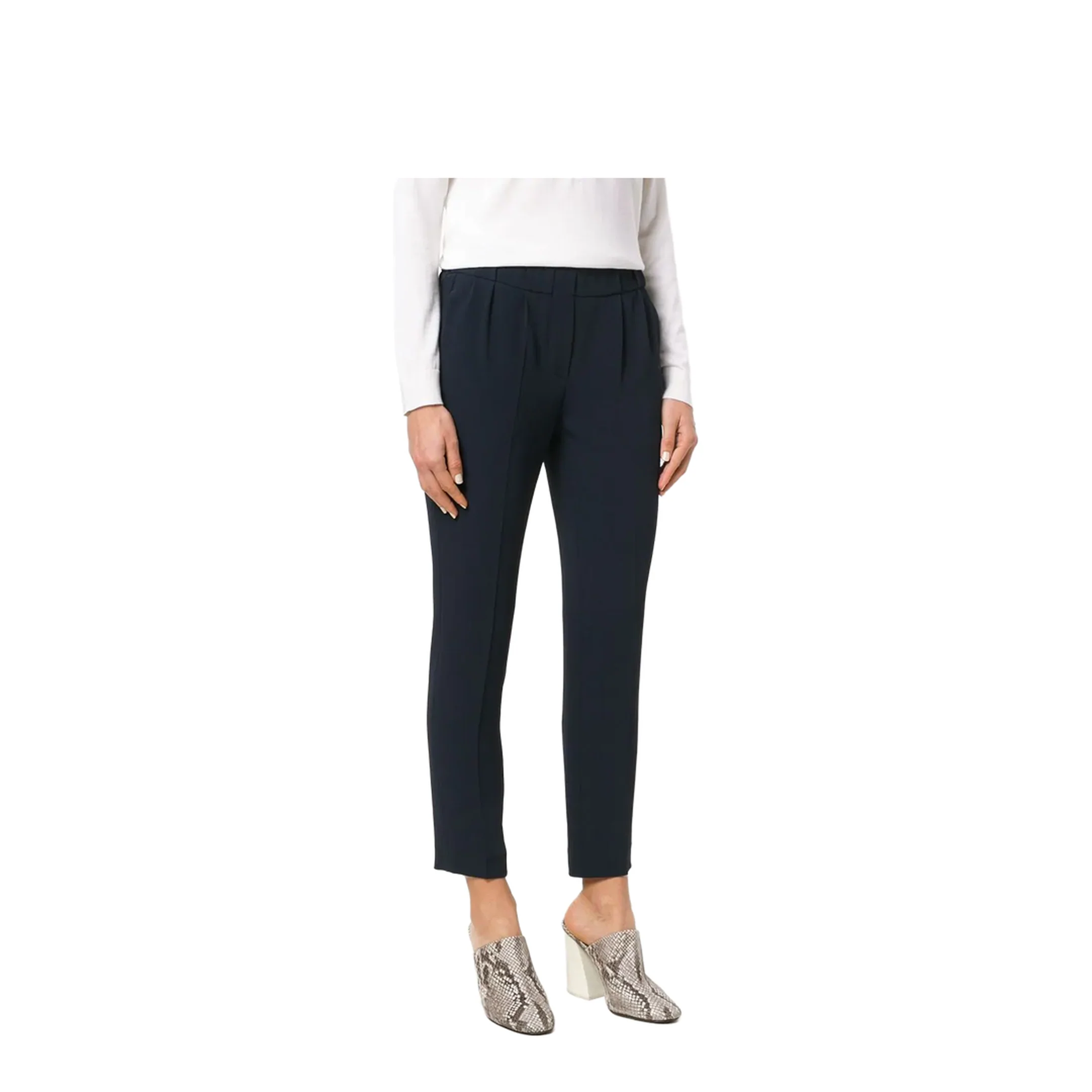 Silk Blend Trousers Dark Blue - Image 3