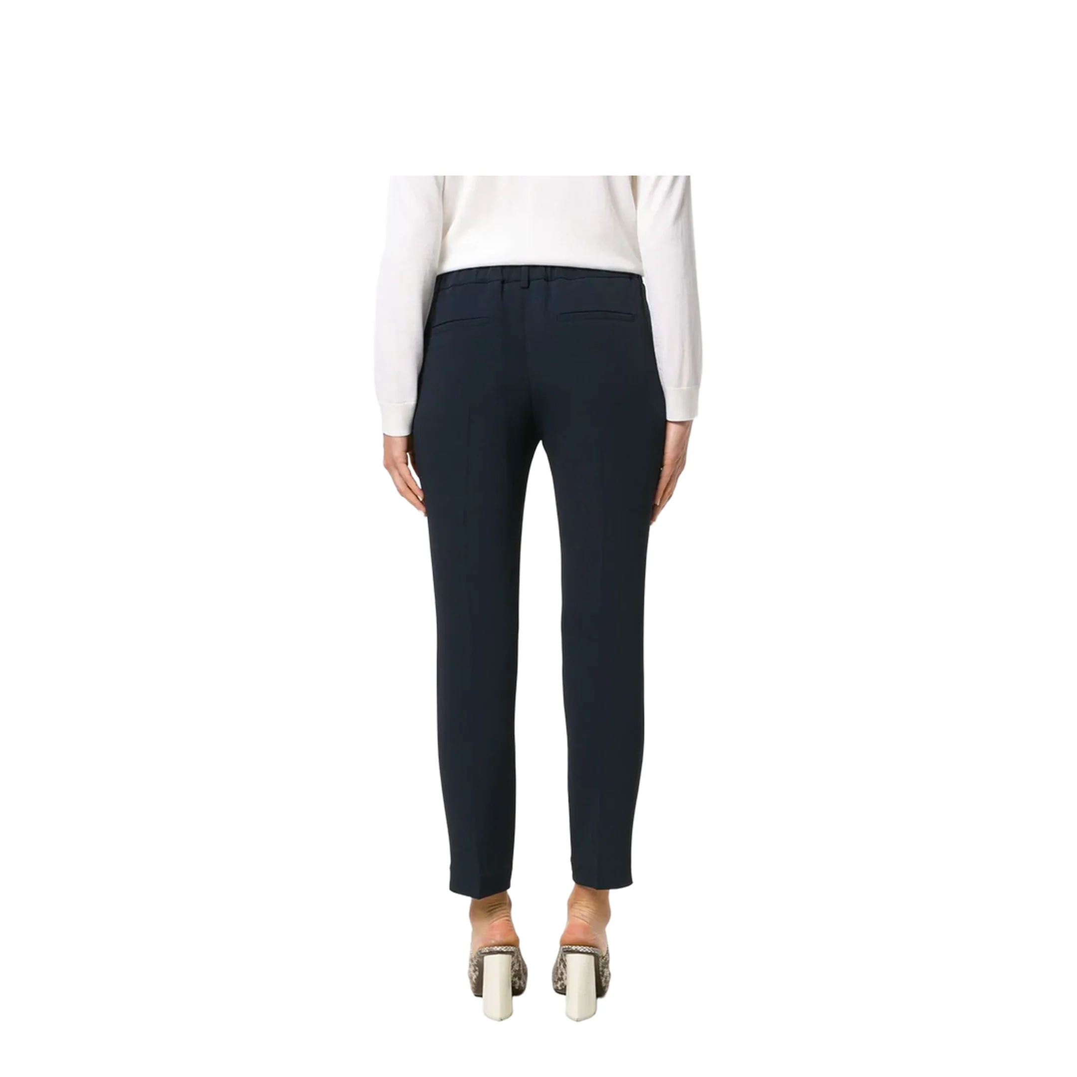 Silk Blend Trousers Dark Blue - Image 4