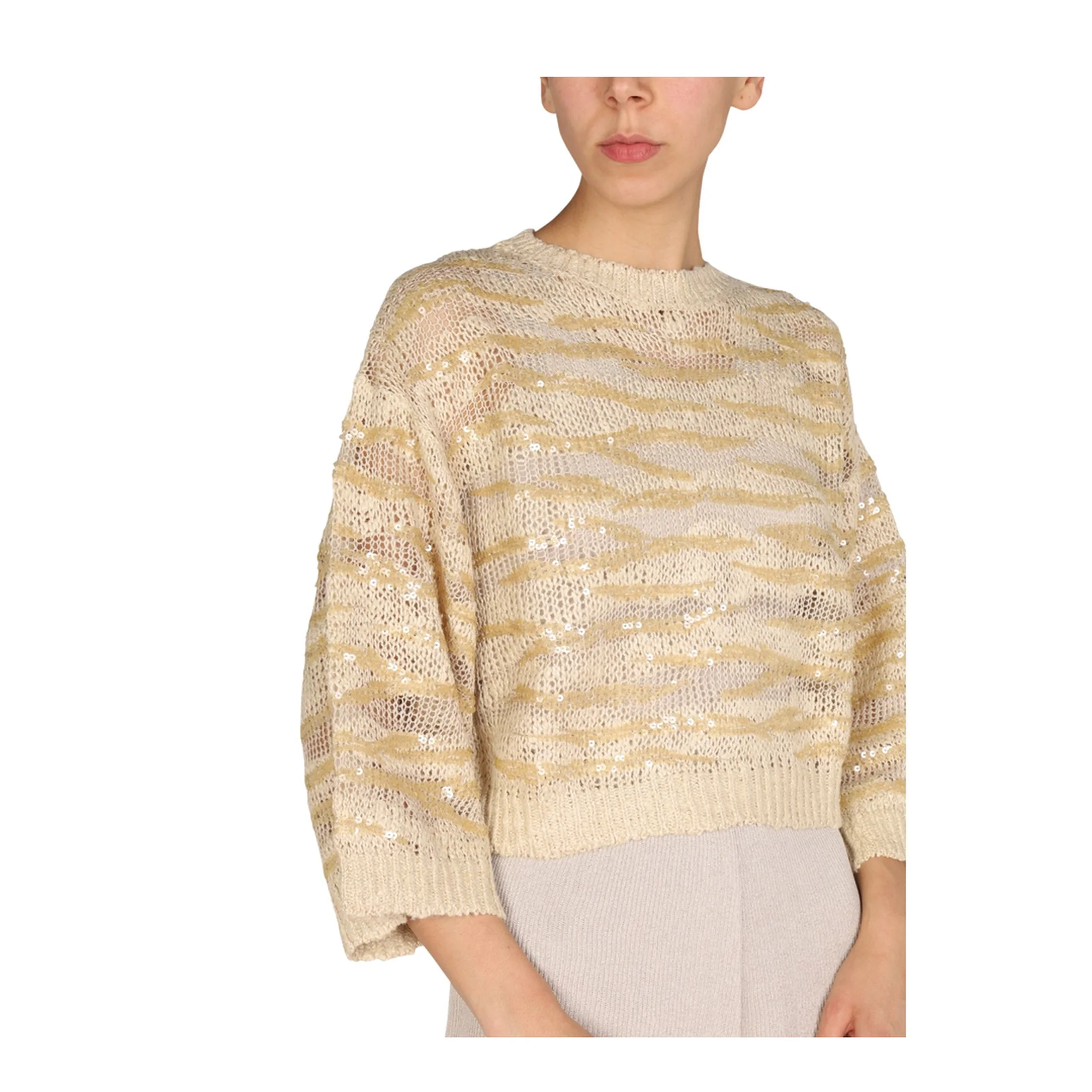 Women's Cropped Sweater Beige - Image 3