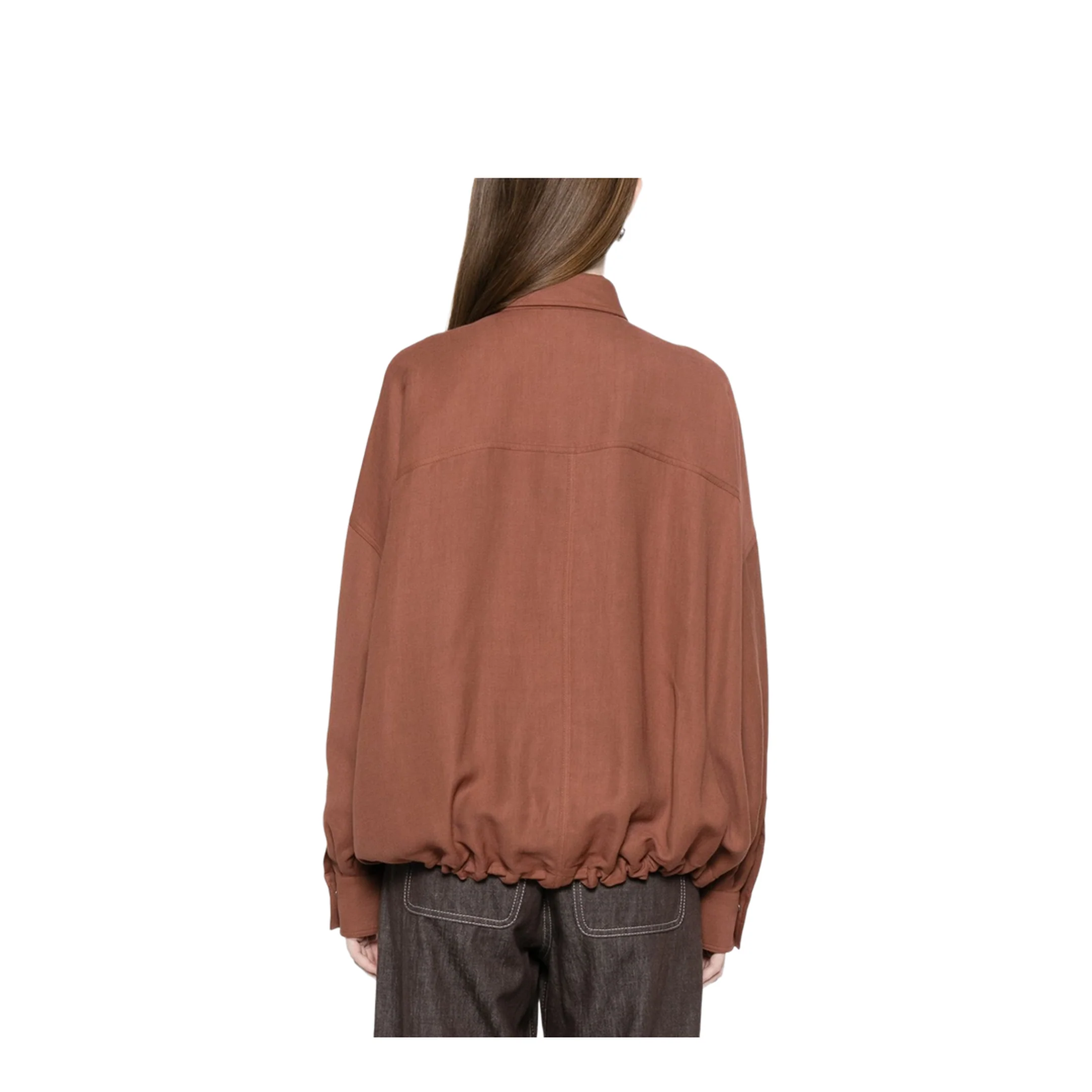 Women's Pocket Gathered Shirt - Brown - Image 5