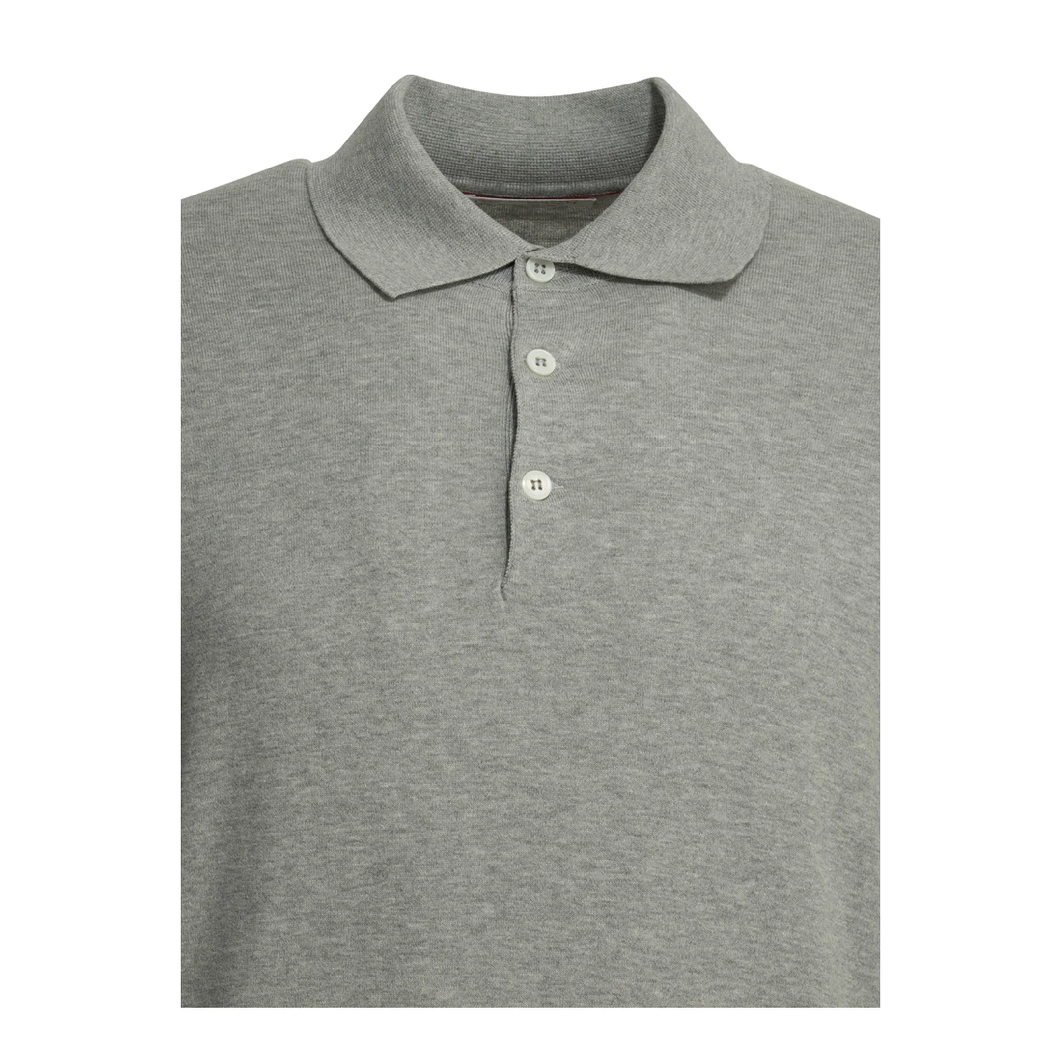 Buttons Long-Sleeve Polo Shirts Grey - Image 3