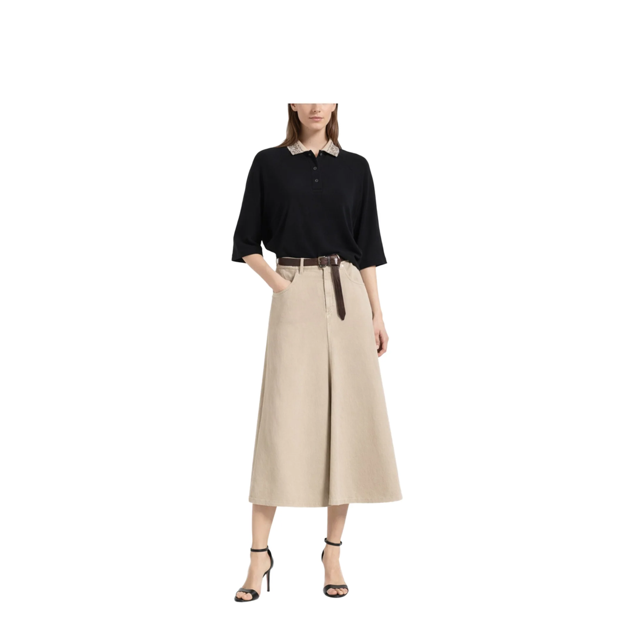 Polo Shirt with Dazzling Collar - Image 2