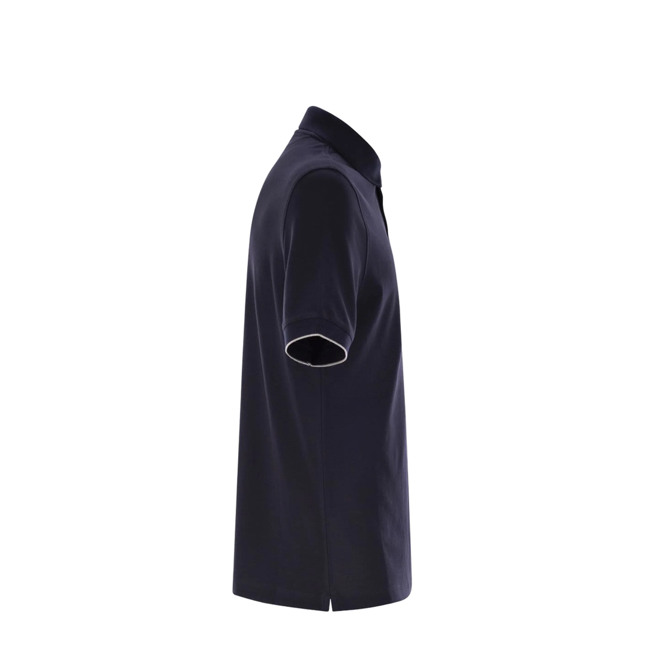 Cotton Polo Shirt - Navy Blue - Image 3