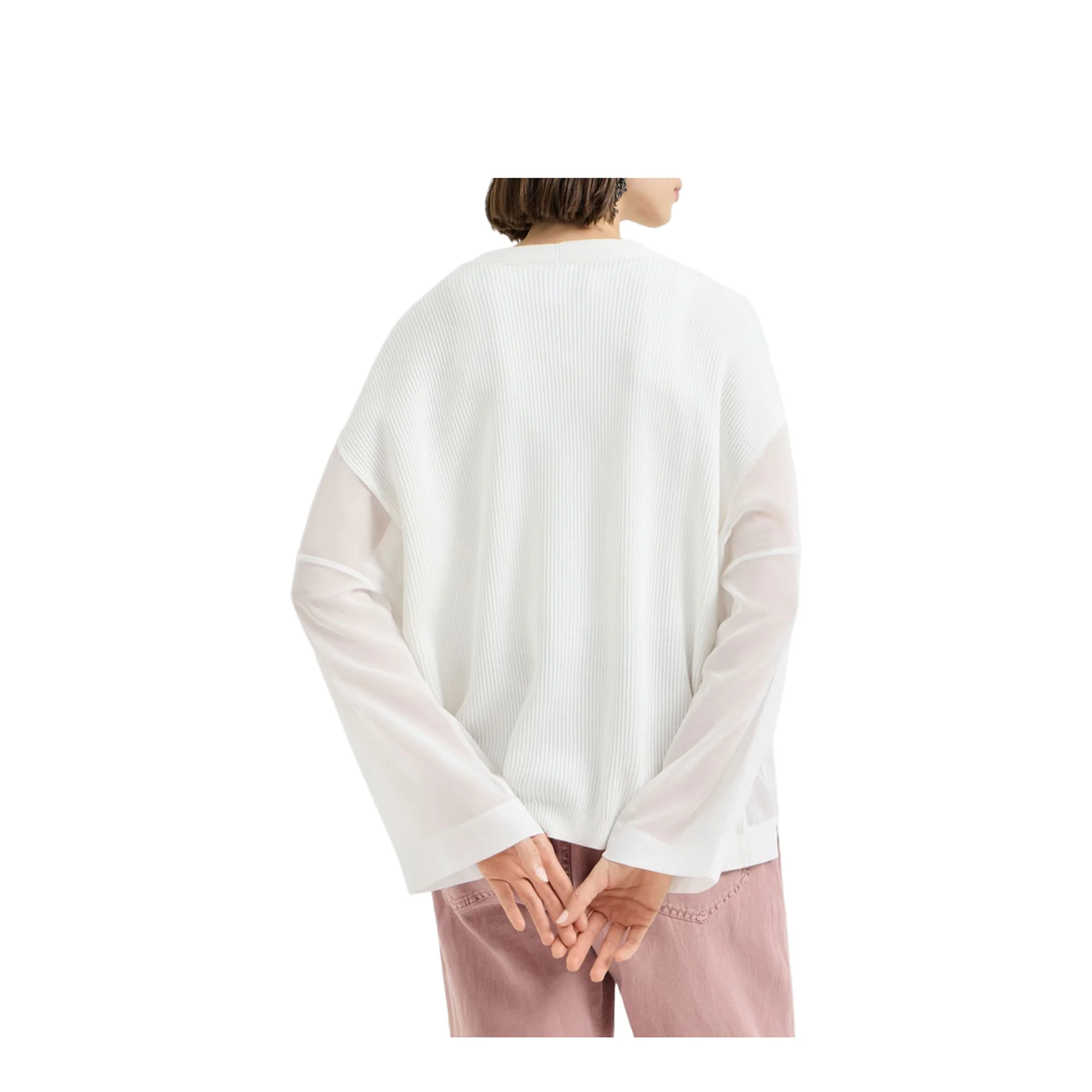 Ribbed Knit Cardigan White - Image 2