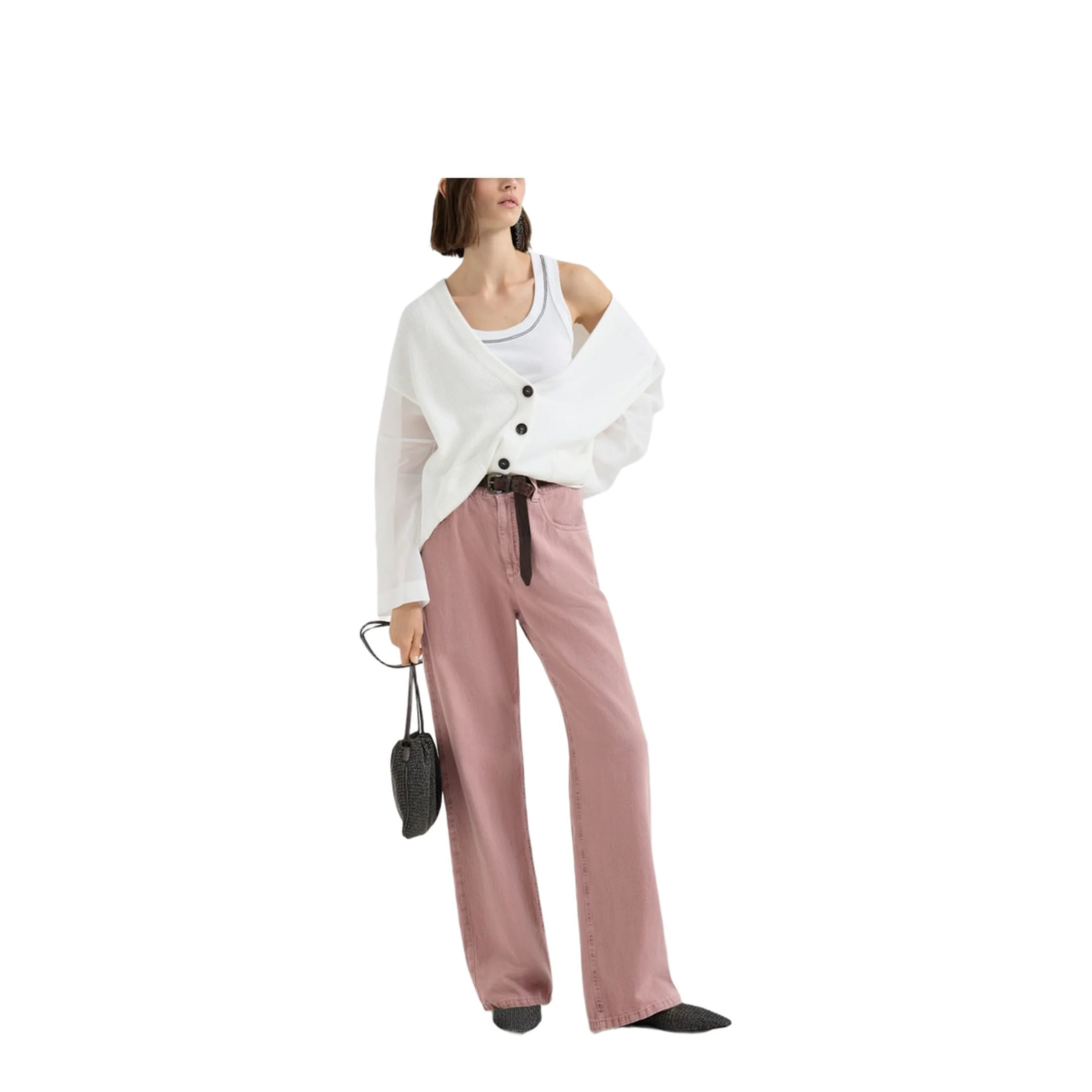 Ribbed Knit Cardigan White - Image 3
