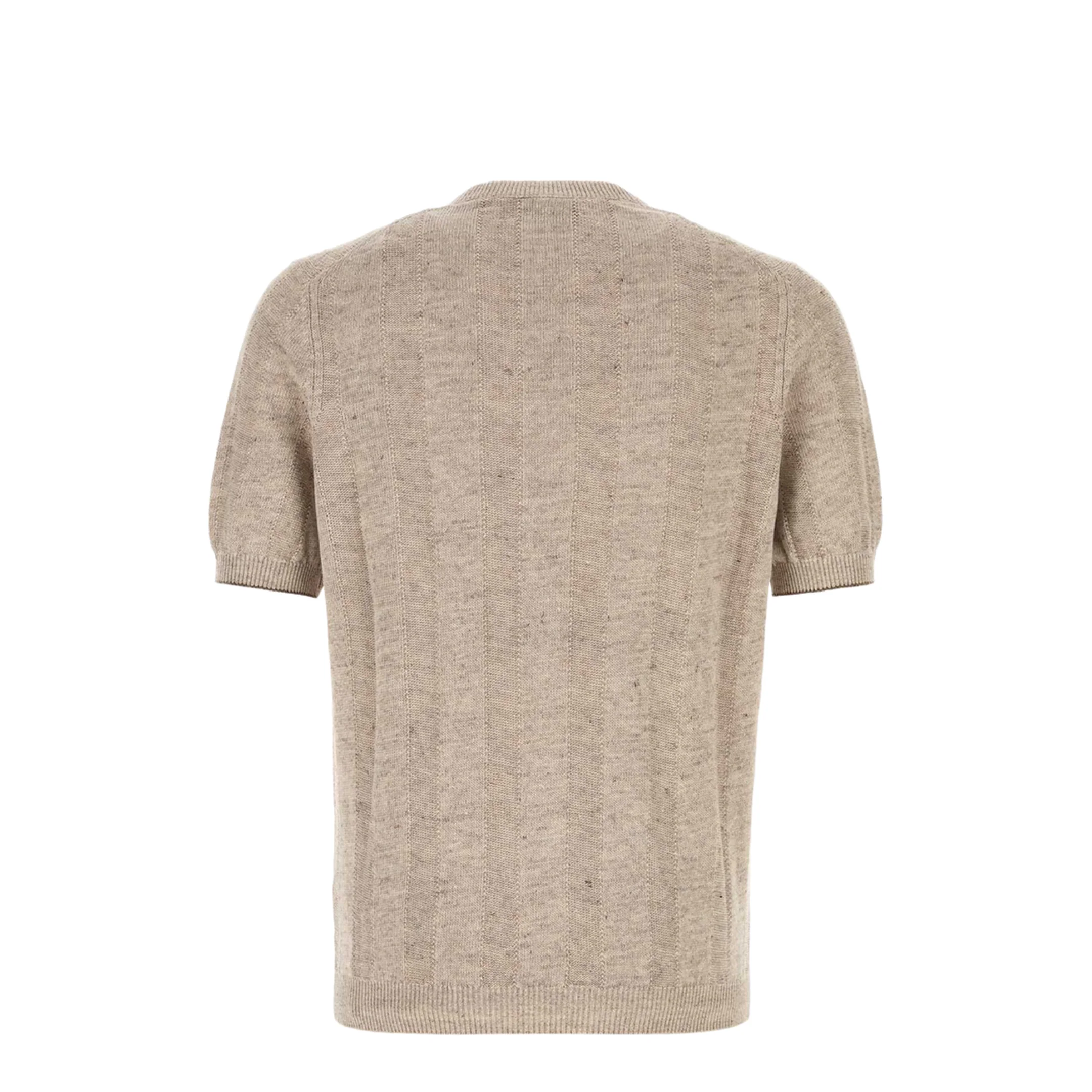 Men's Knitted T-Shirt - Beige - Image 2