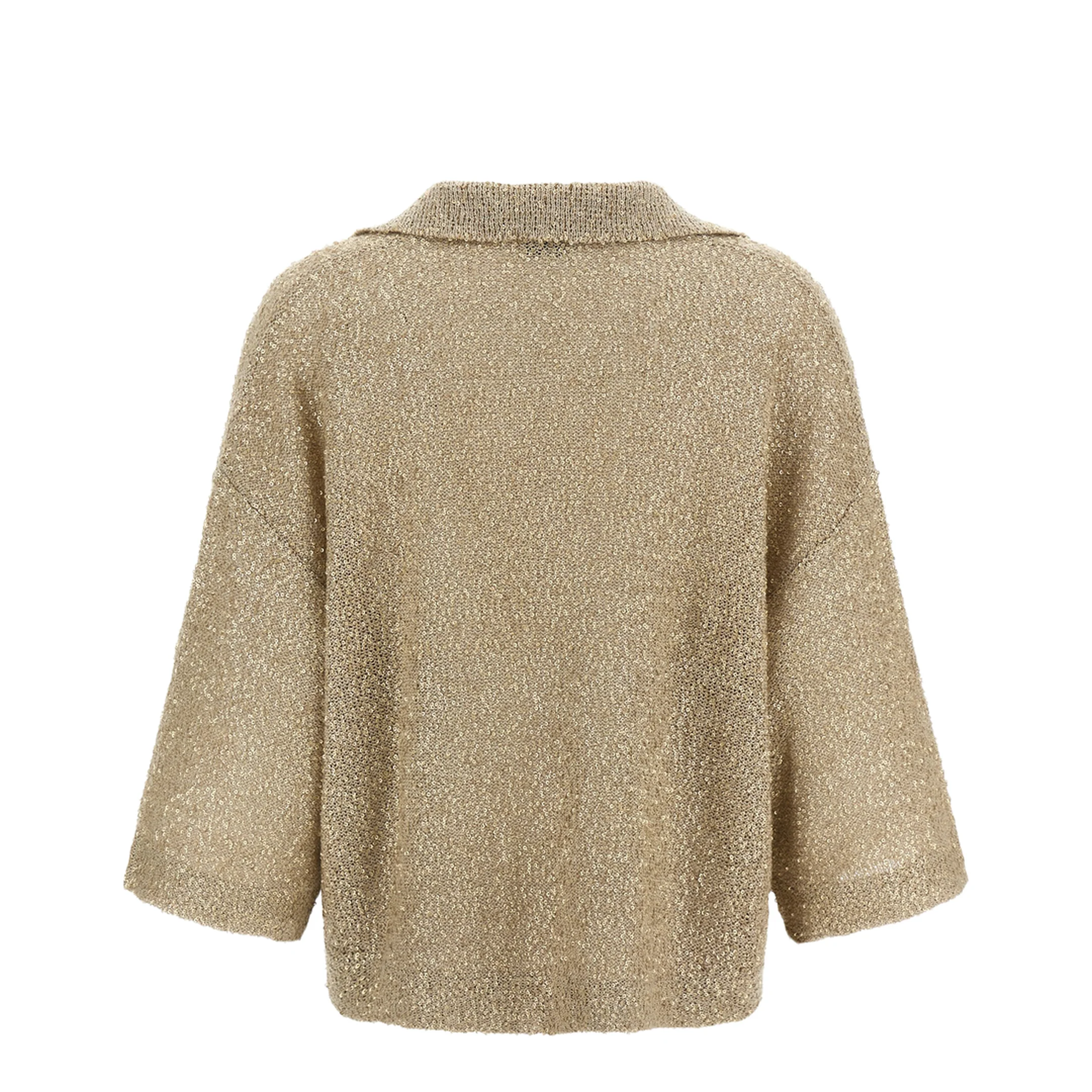 Shearling Knit Polo Shirt Beige - Image 2