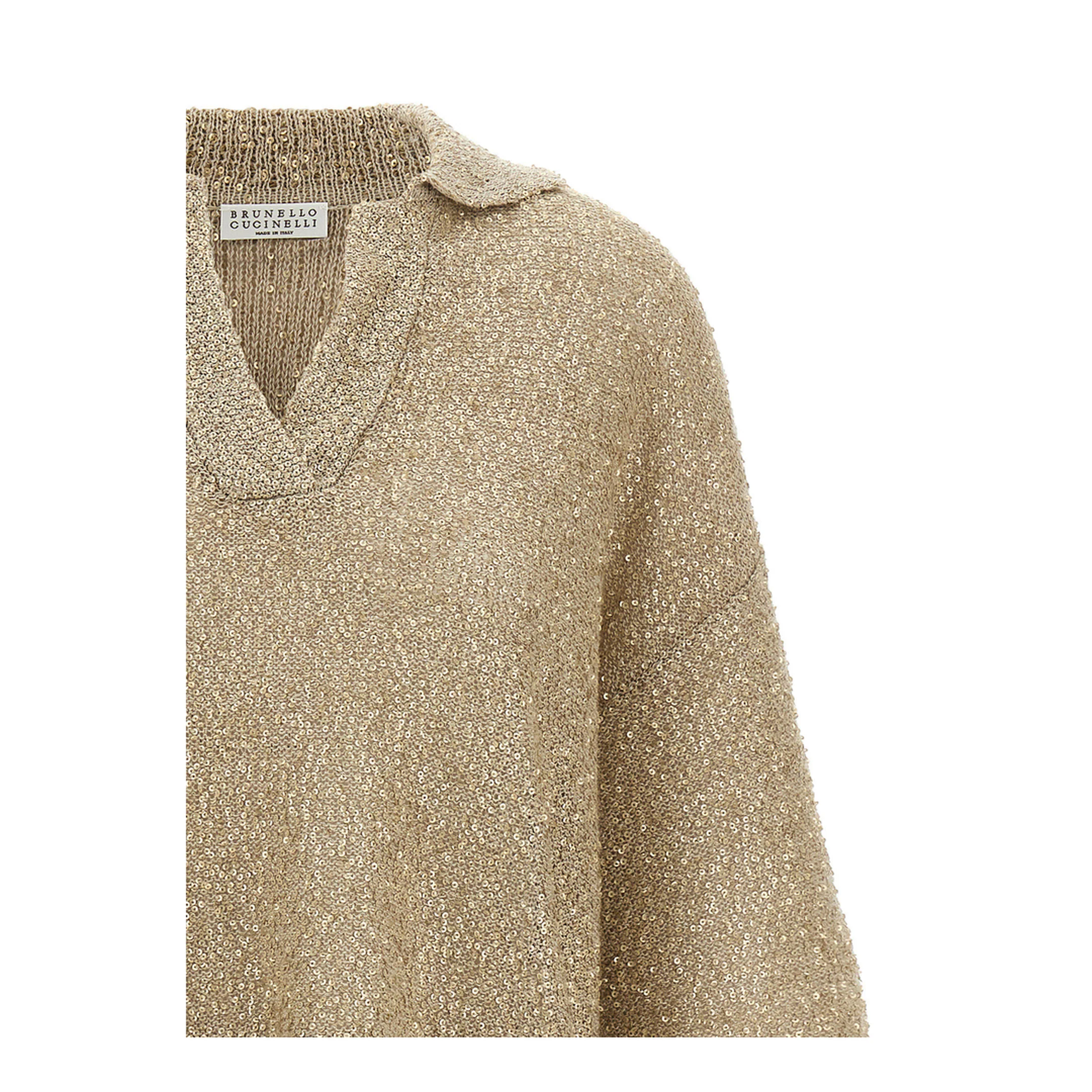 Shearling Knit Polo Shirt Beige - Image 3