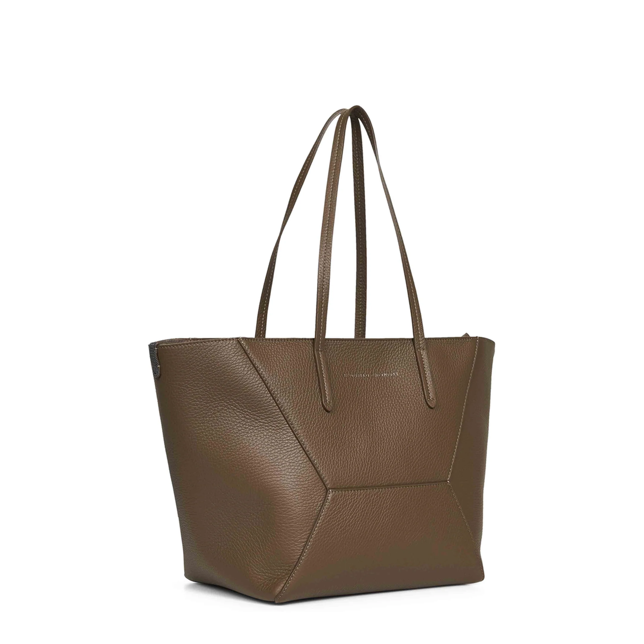 Duo Medium Leather Tote Bag - Brown - Image 2