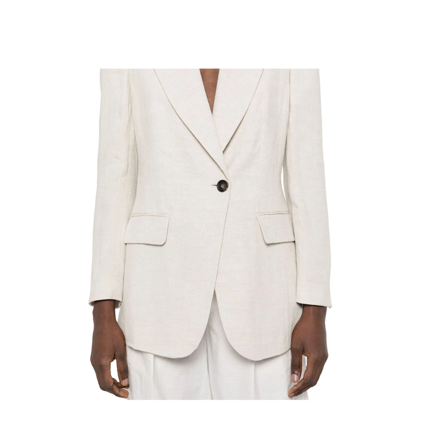 Single Breasted Grey Linen Jacket - Image 3