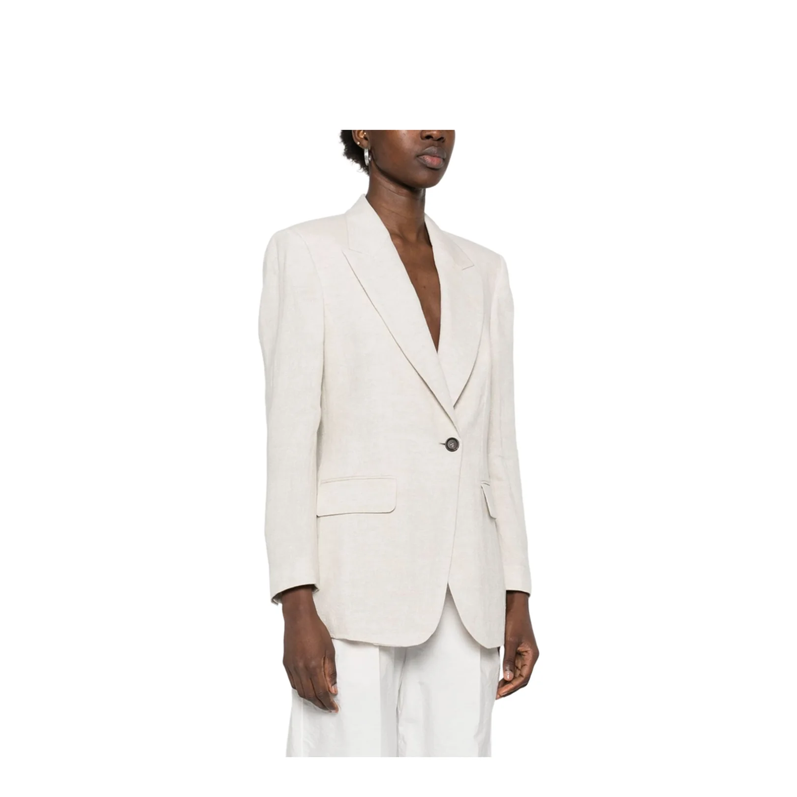 Single Breasted Grey Linen Jacket - Image 4