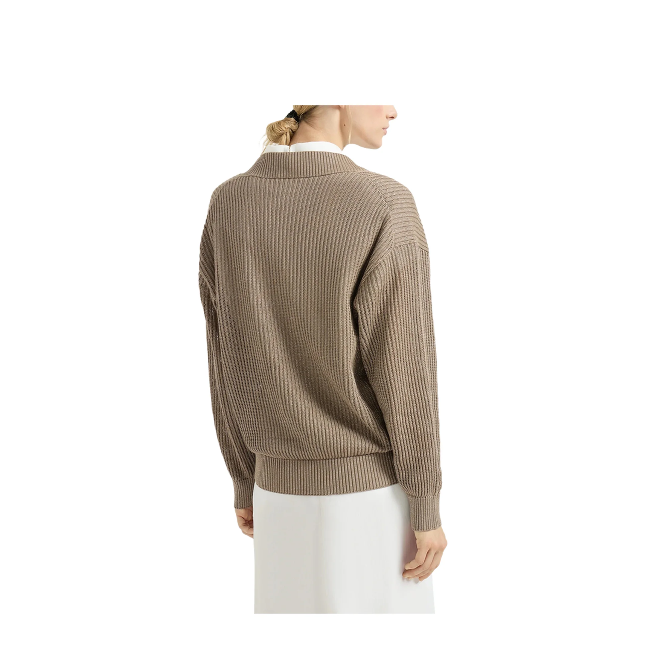 Cotton Ribbed Net Sweater - Walnut - Image 2