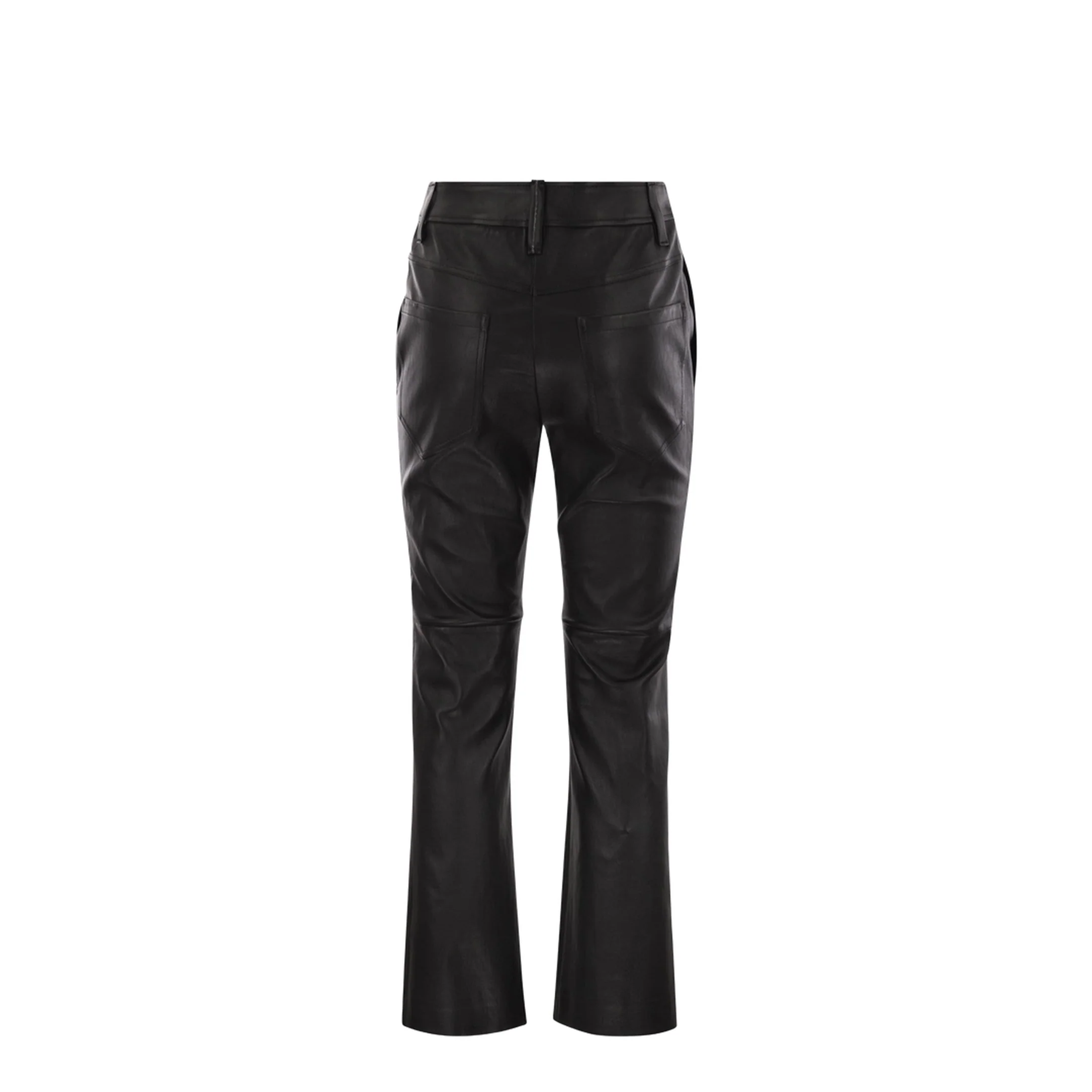 Stretch Nappa Leather Square Cigarette Trousers with Jewellery - Image 2