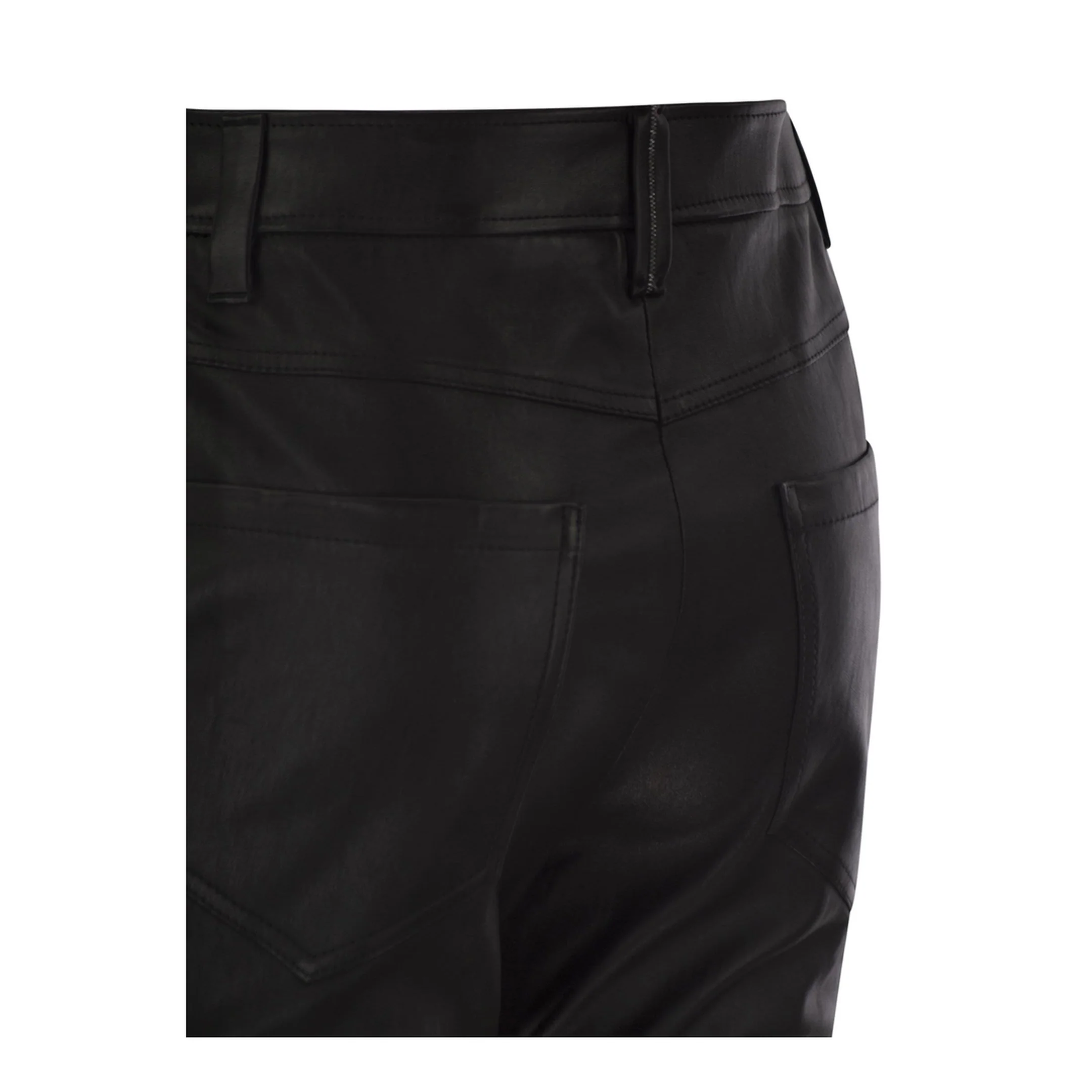 Stretch Nappa Leather Square Cigarette Trousers with Jewellery - Image 3