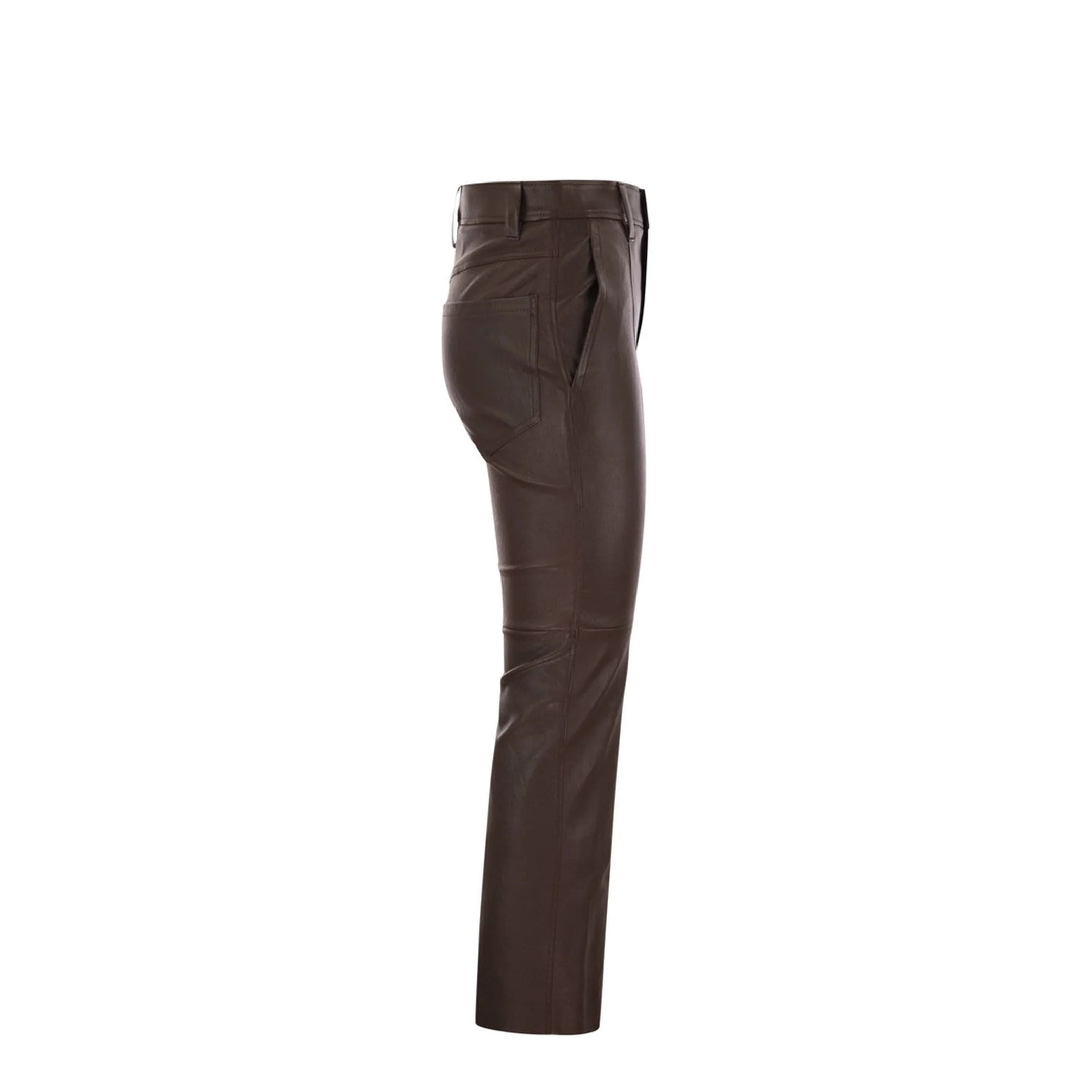 Stretch Nappa Leather Square Cigarette Trousers with Jewellery - Image 3