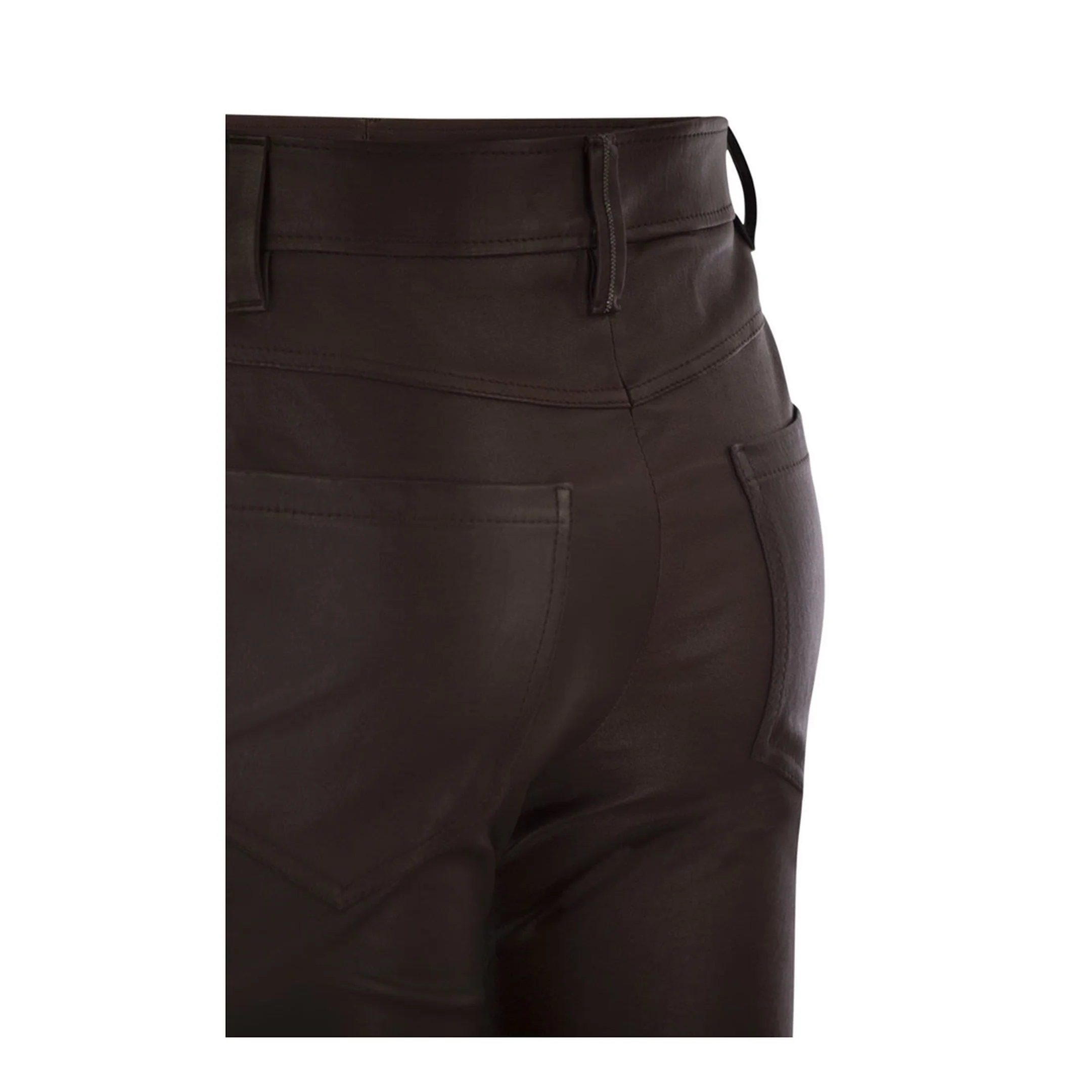 Stretch Nappa Leather Square Cigarette Trousers with Jewellery - Image 4