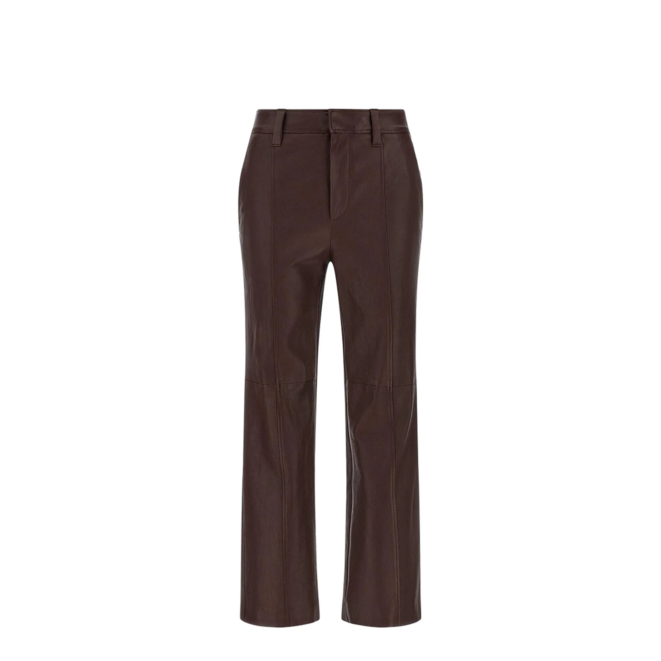 Stretch Nappa Leather Square Cigarette Trousers with Jewellery - Image 5