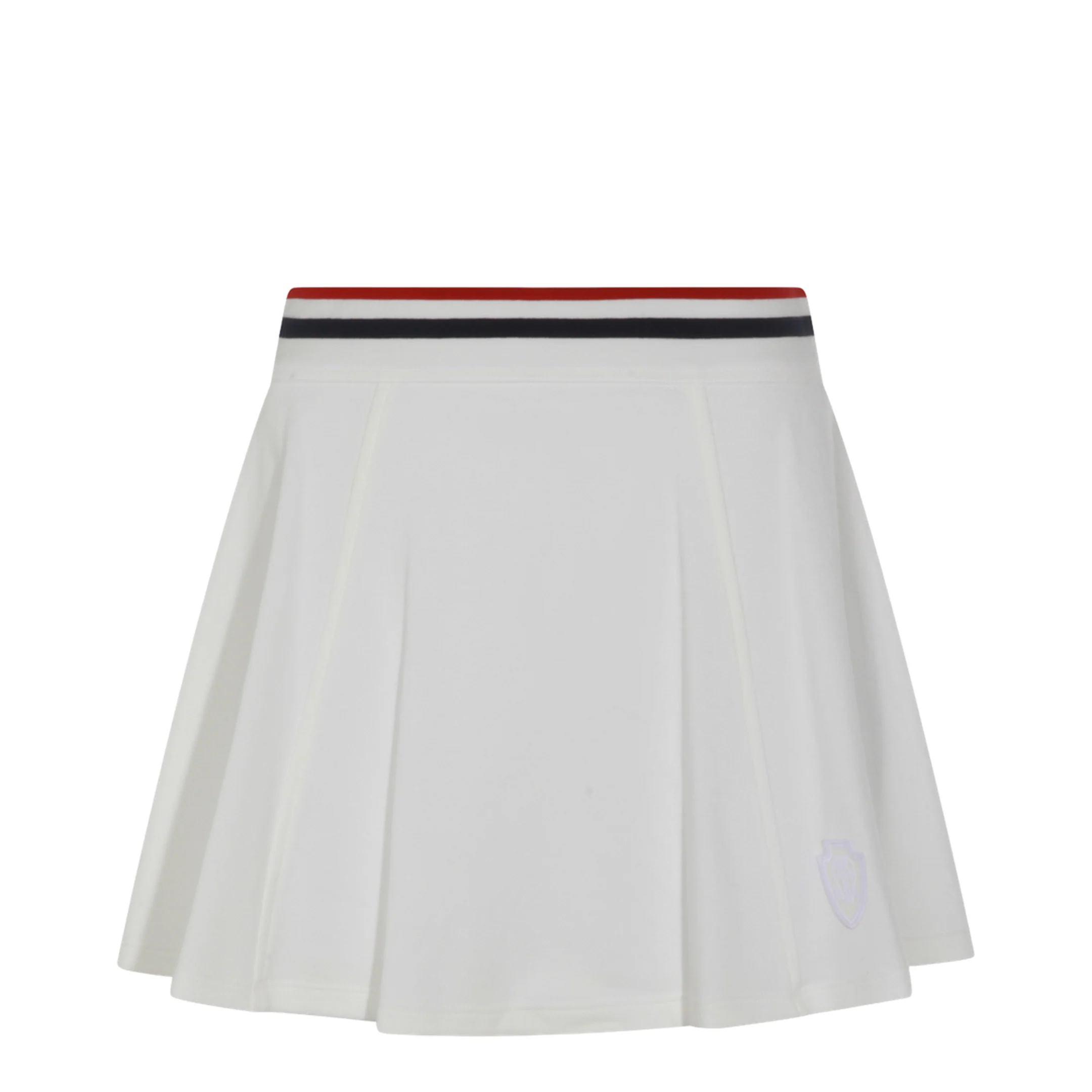 Striped-Trim A-Line Mini Skirt White