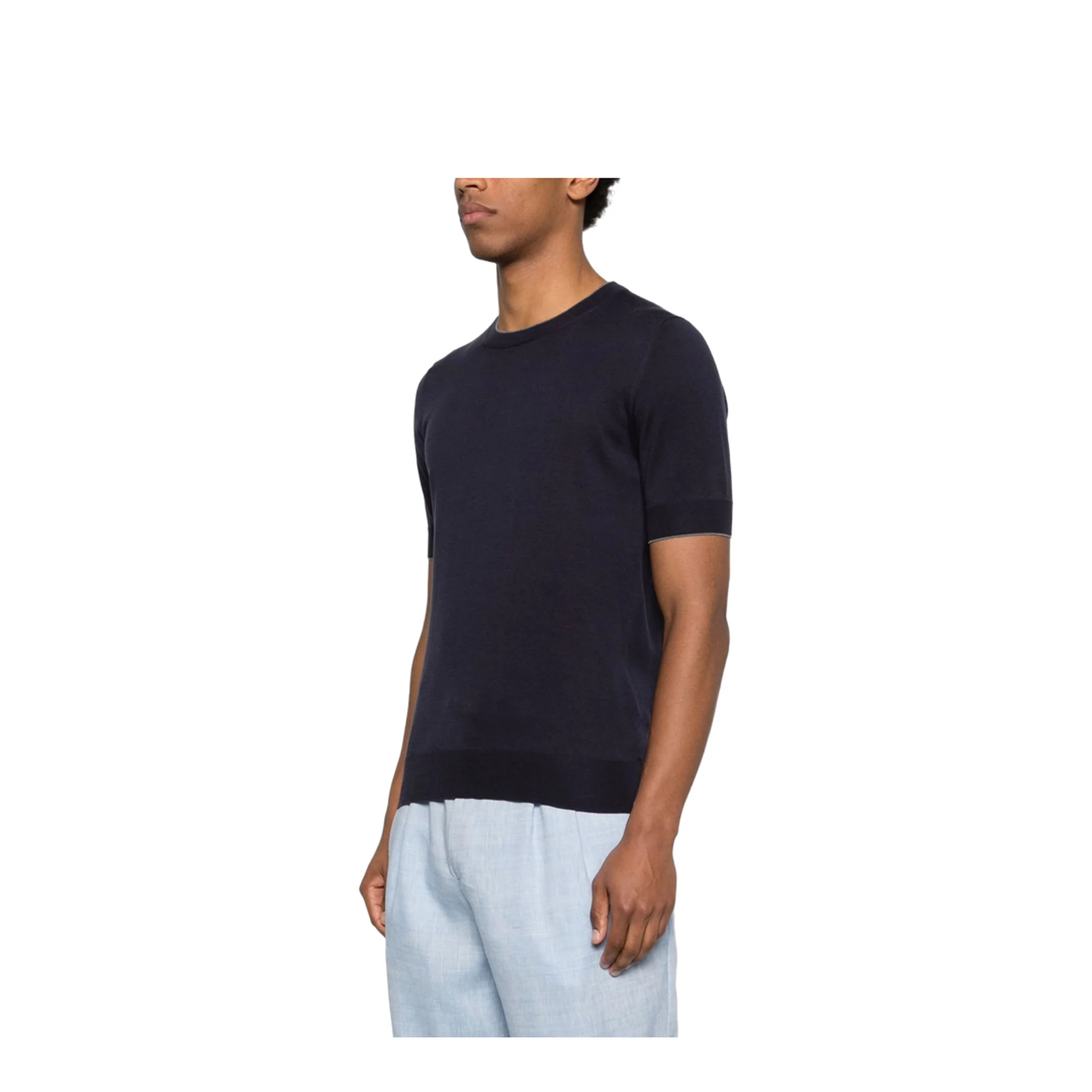Knitted T-Shirt Blue - Image 5