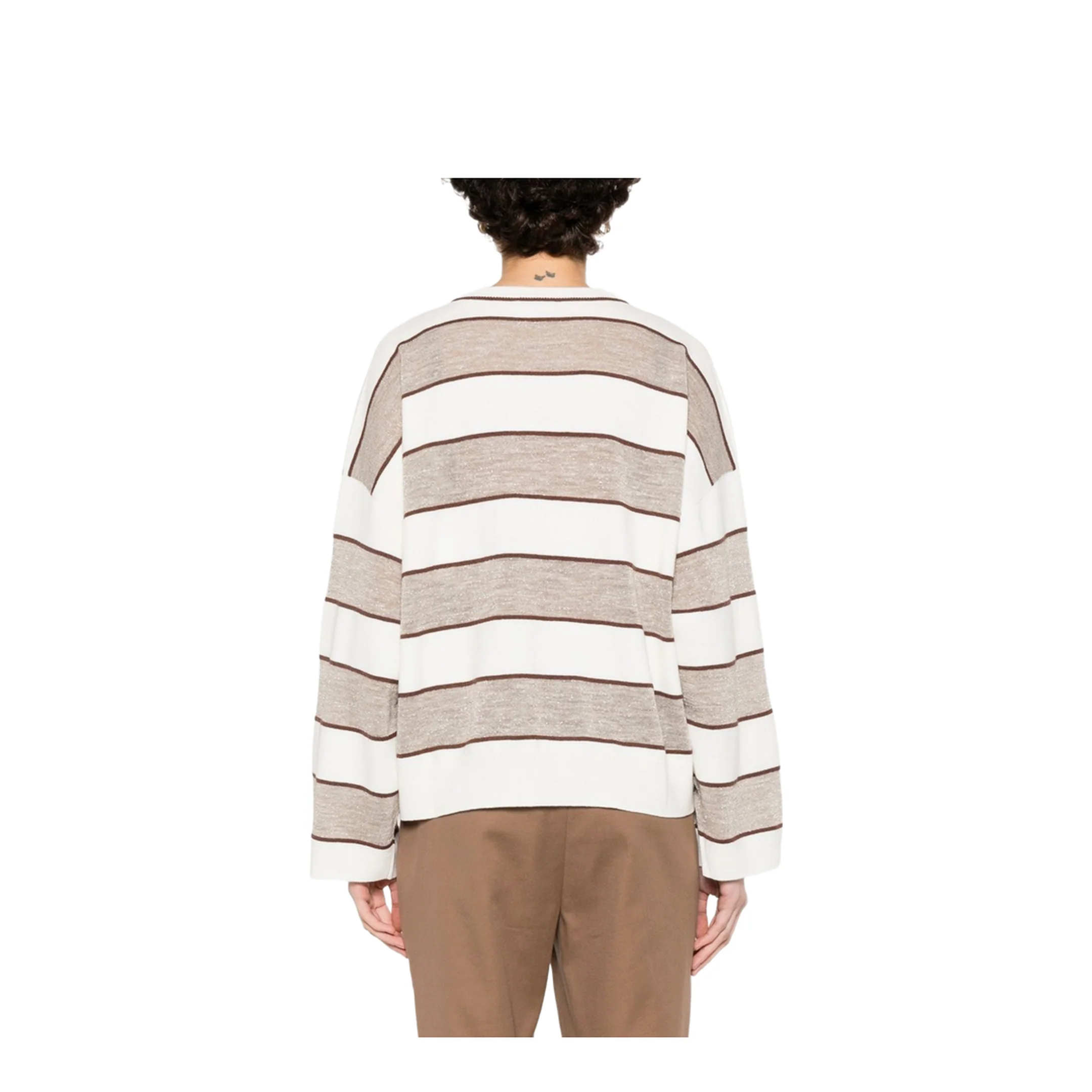 Women's Striped Sweater - Brown - Image 2