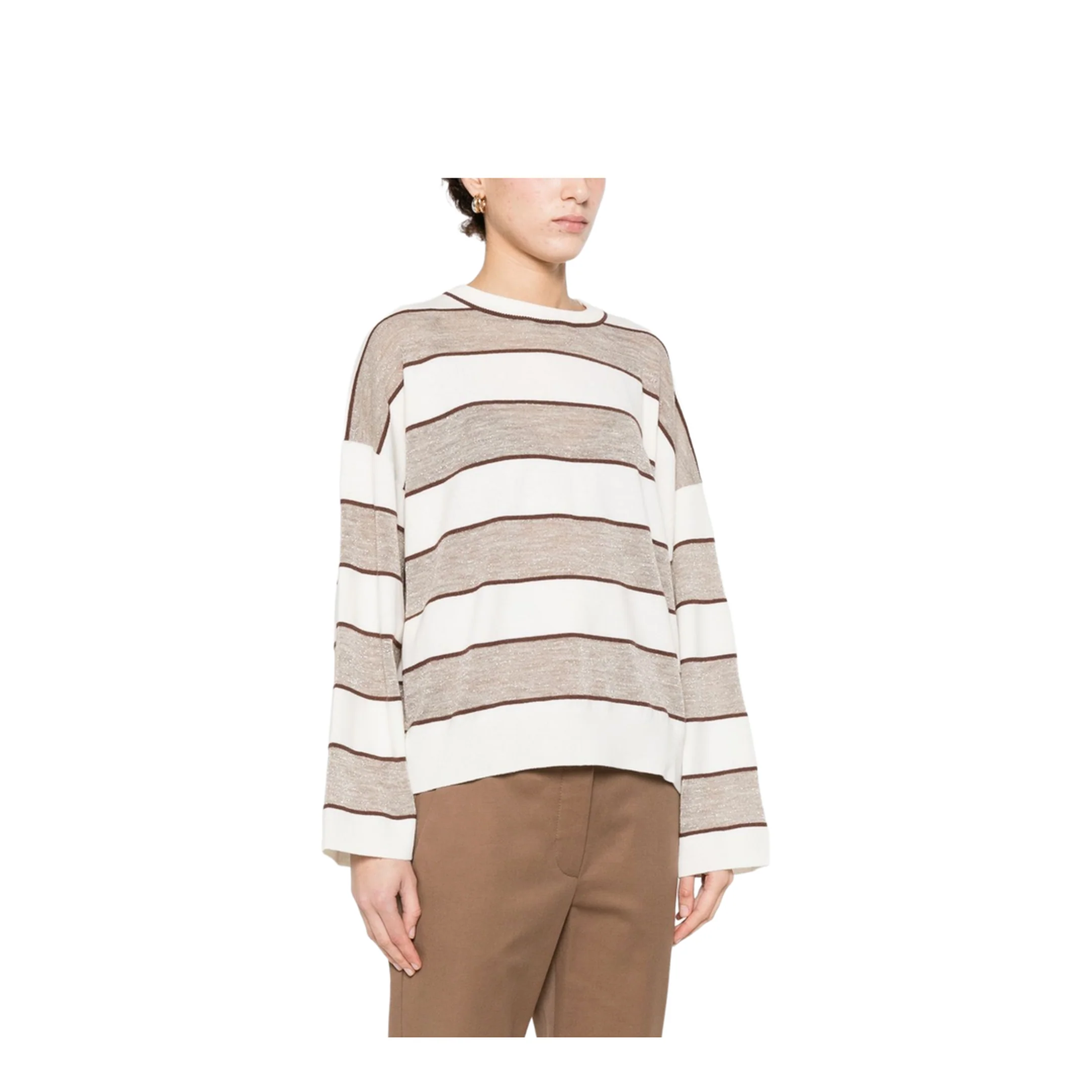 Women's Striped Sweater - Brown - Image 3