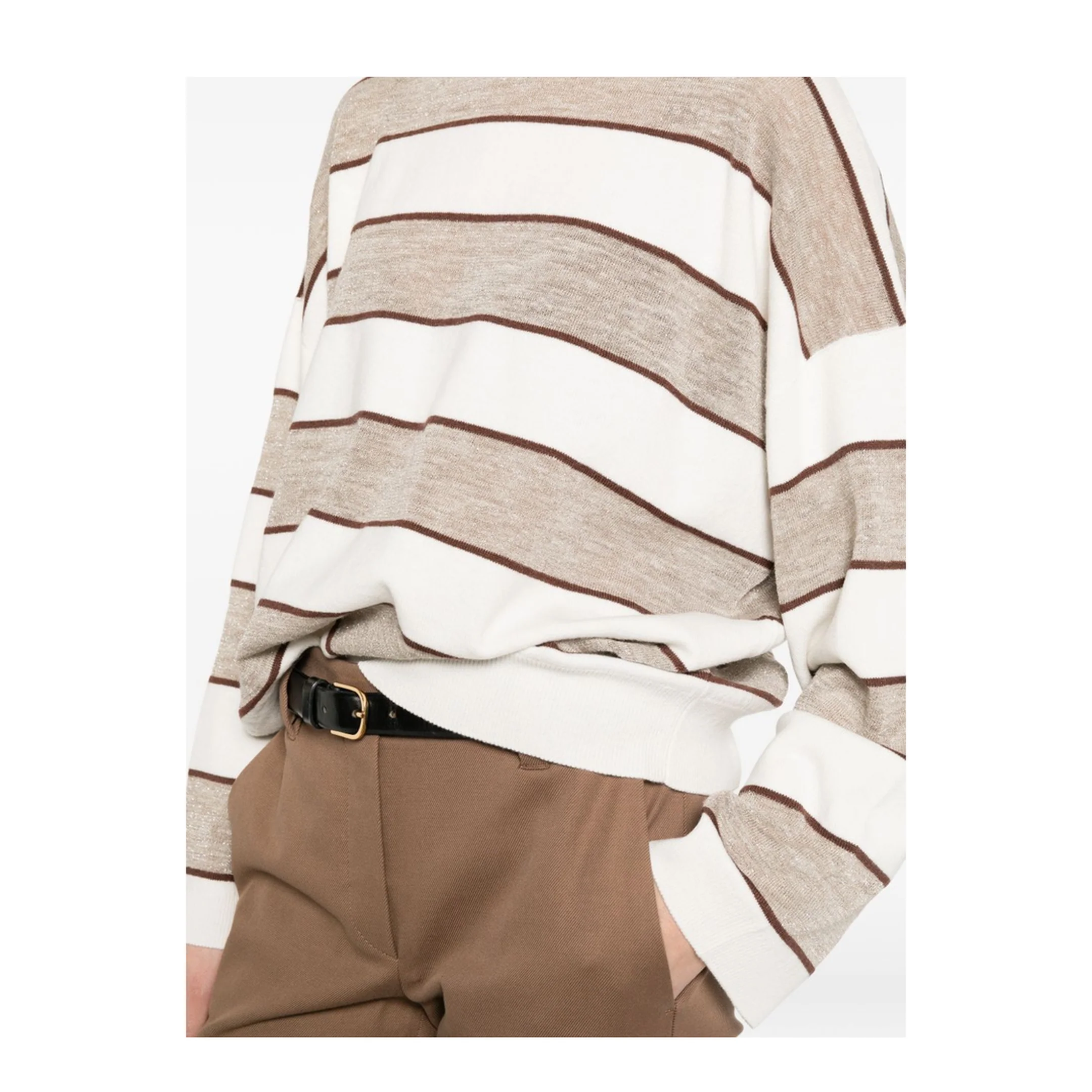 Women's Striped Sweater - Brown - Image 4