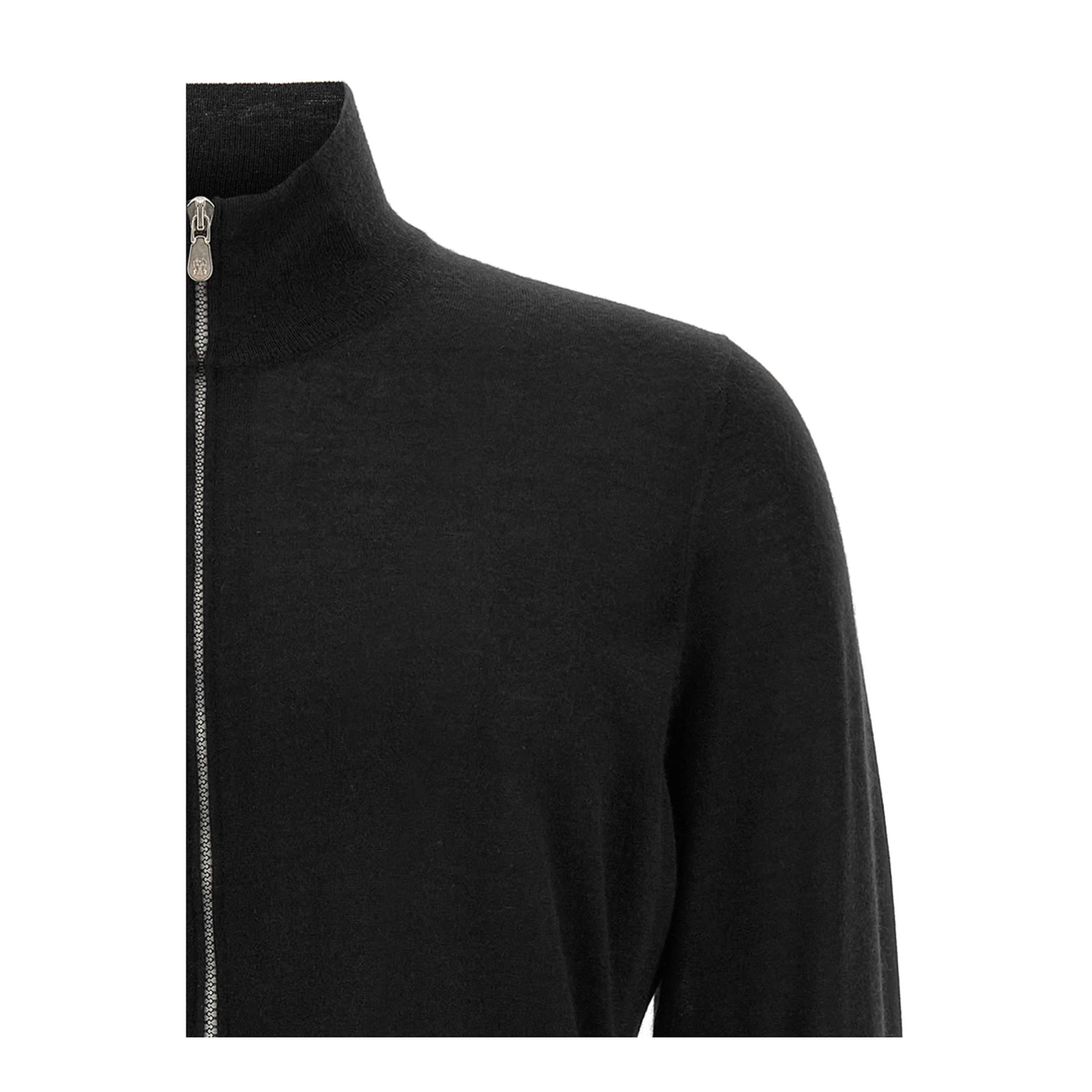 Zip-Up Knitted Jumper Black - Image 3