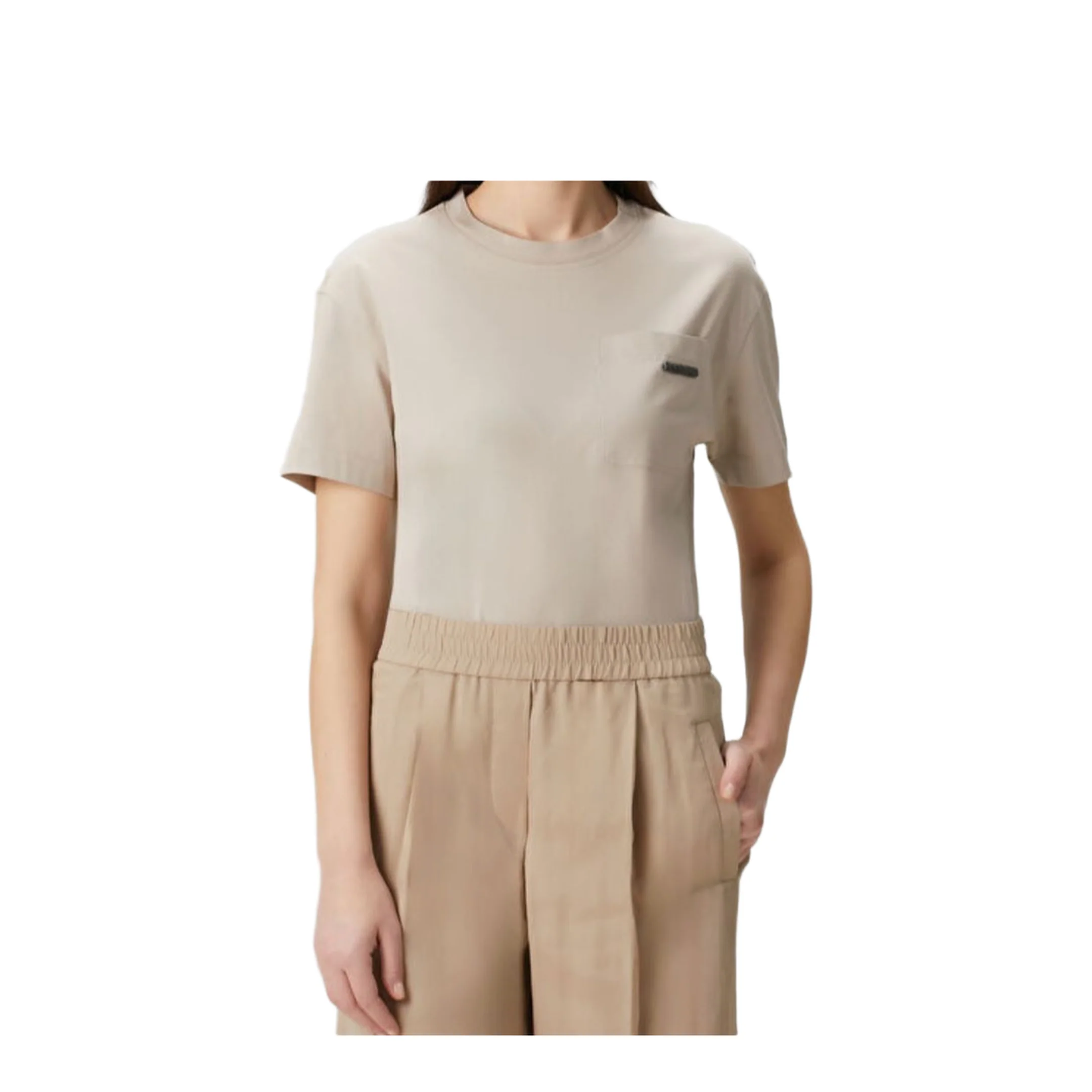 Women's Chest Pocket T-Shirt Light Brown - Image 2