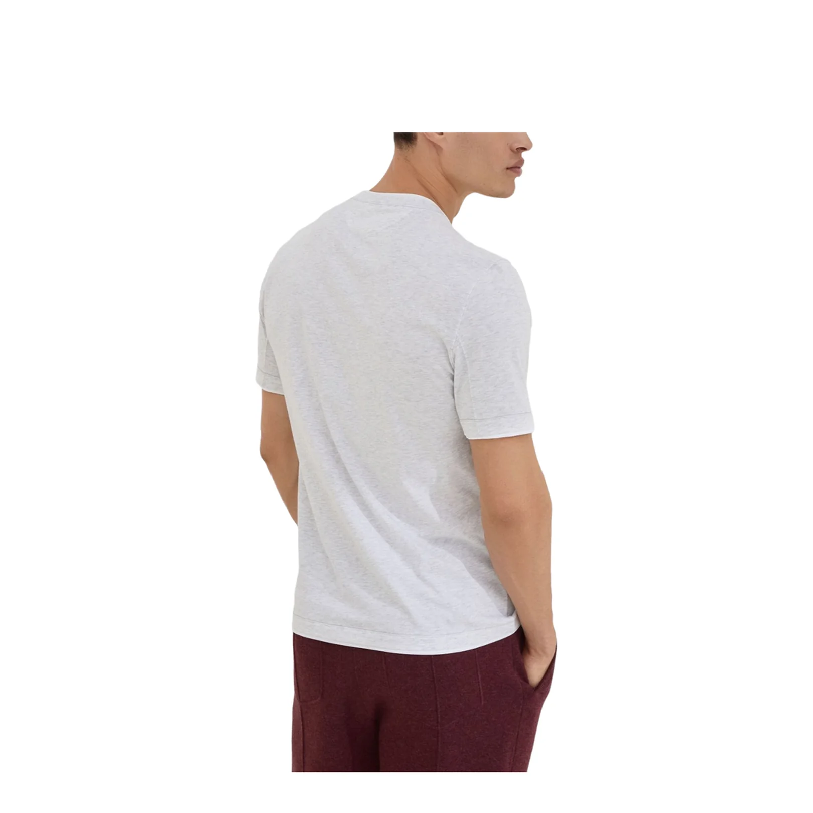 T-Shirt with Faux-Layering in Pearl Grey - Image 4