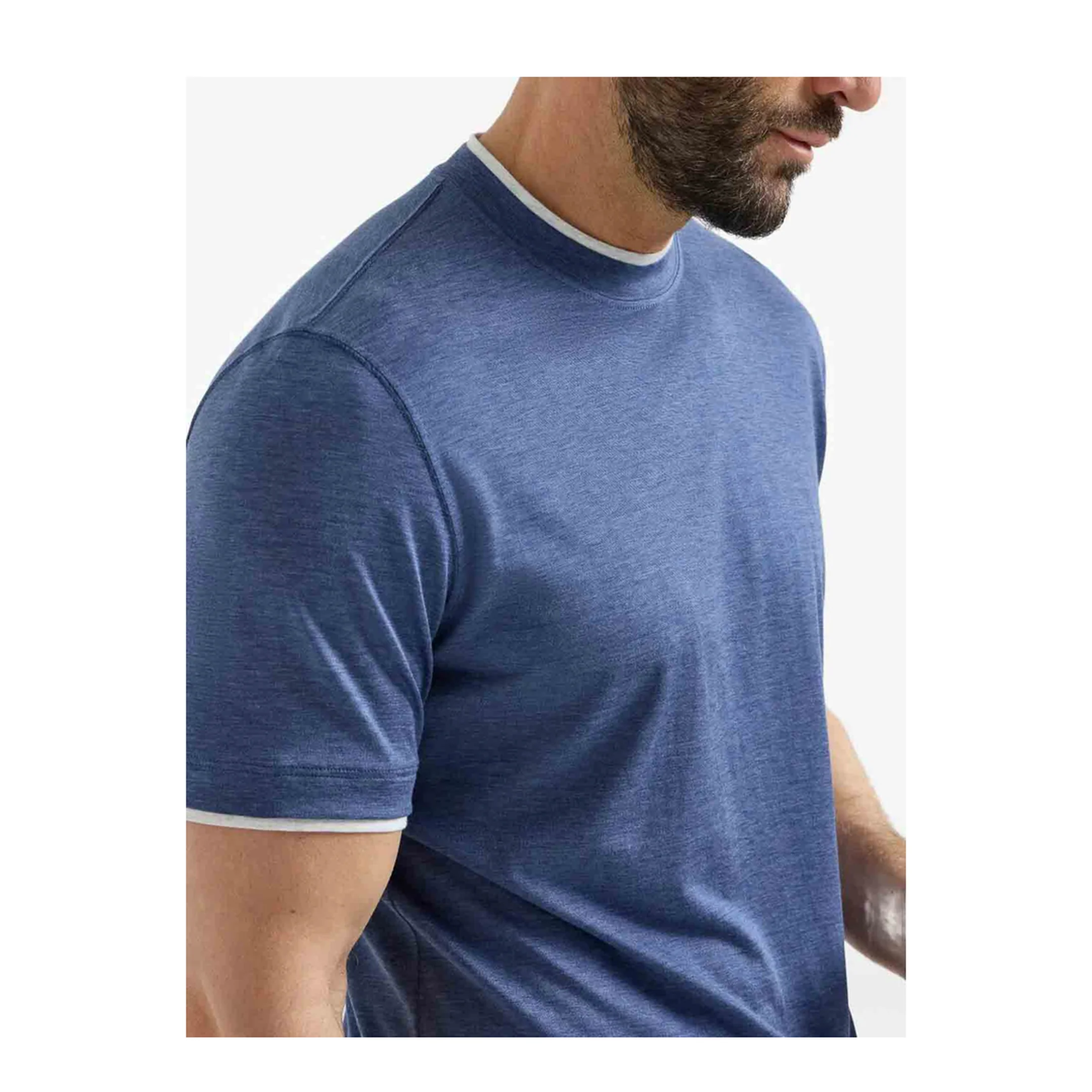 Crew Neck Short Sleeve T-Shirt Blue - Image 3
