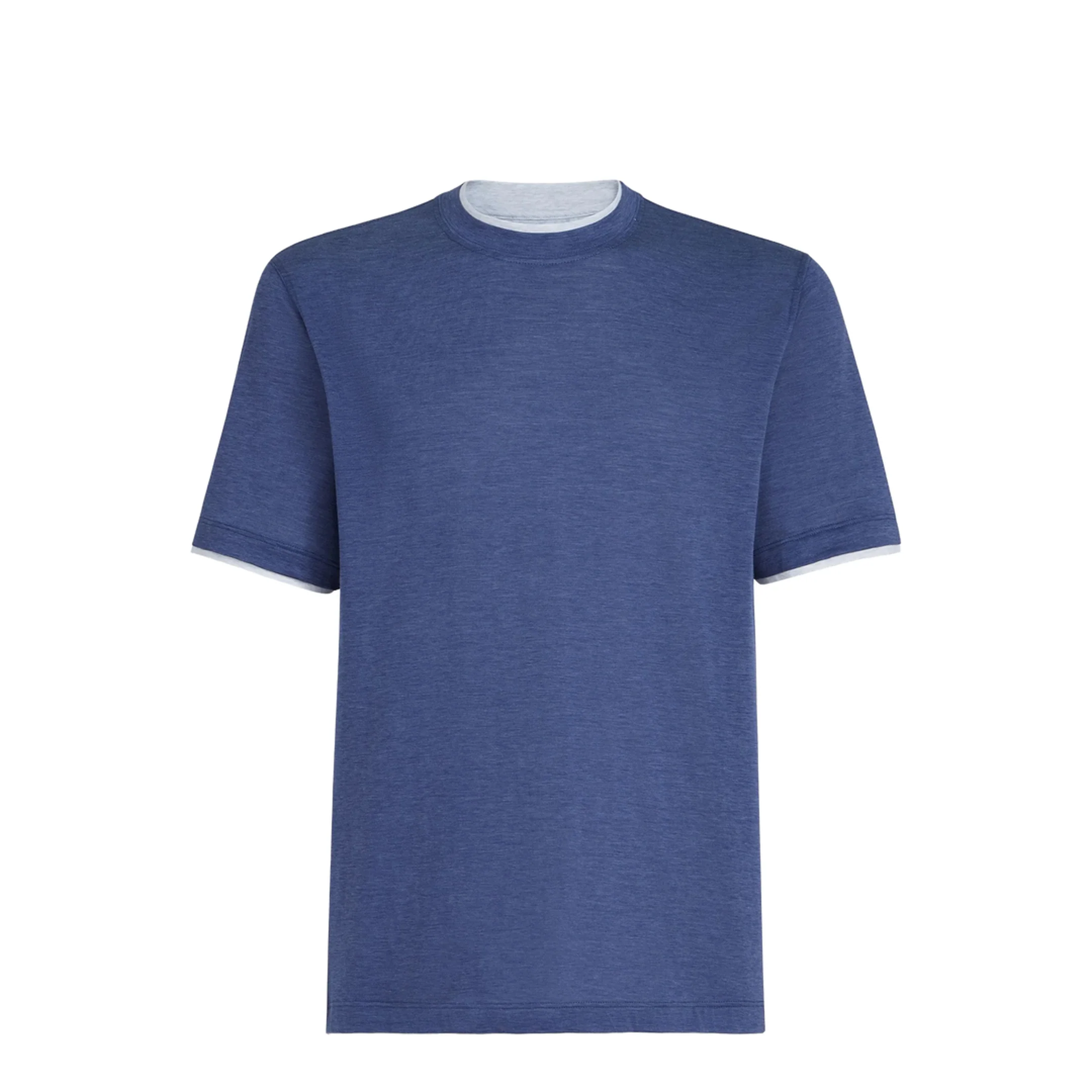 Crew Neck Short Sleeve T-Shirt Blue - Image 5